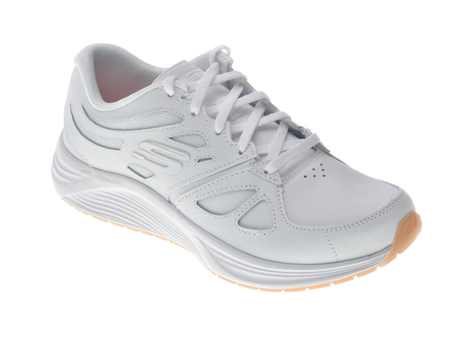 Pantofi sport SKECHERS albi, 13044, din piele naturala