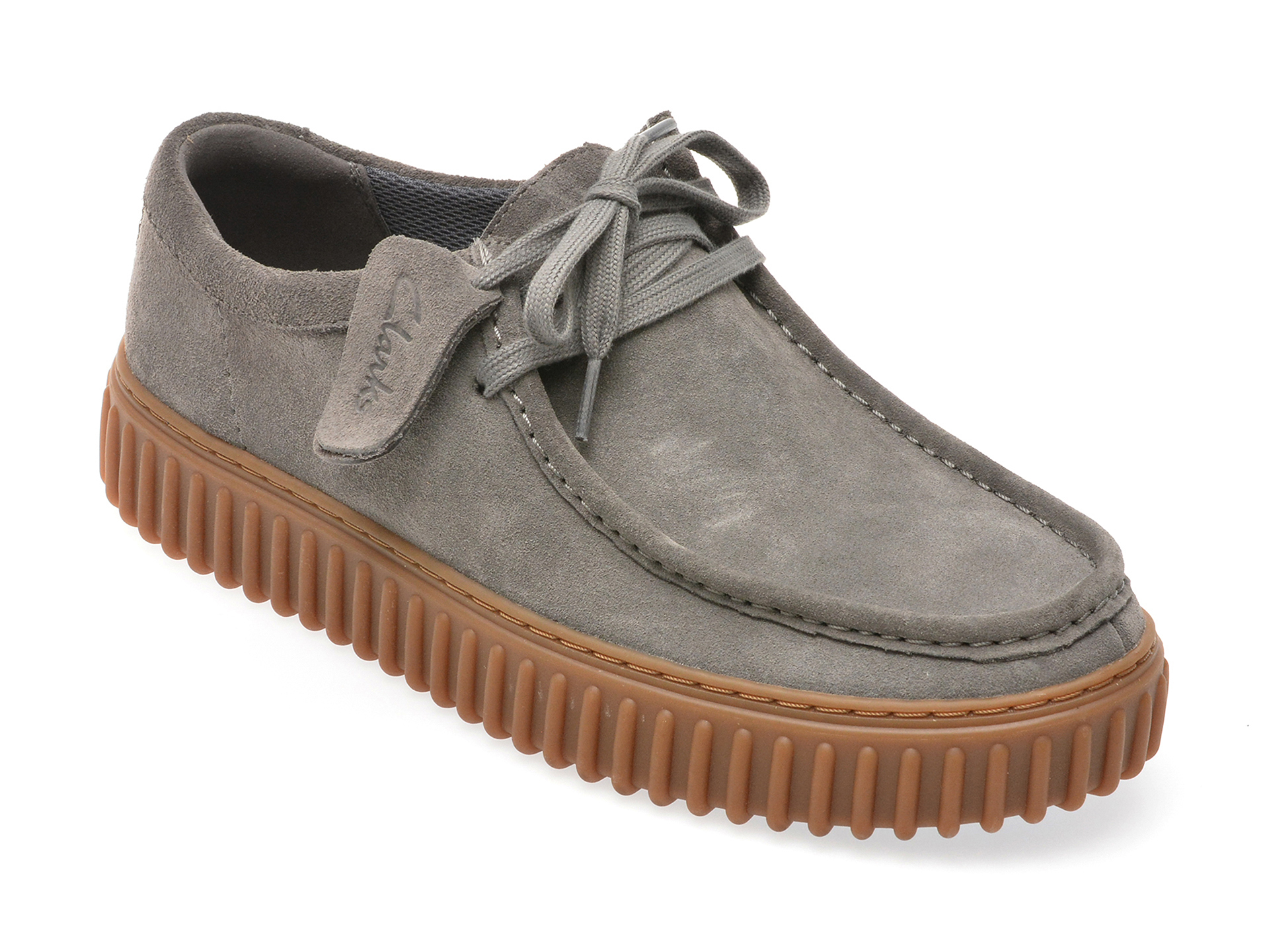 Mocasini casual CLARKS gri, TORHLO, din piele intoarsa