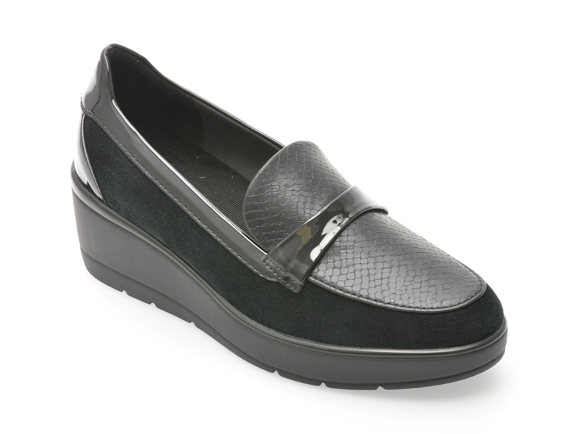 Mocasini casual GEOX negri, D46RAB, din piele intoarsa