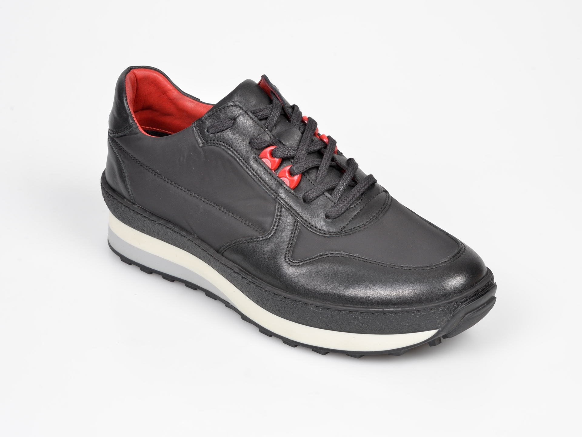 Pantofi sport OTTER negri, 9153101, din material textil si piele naturala