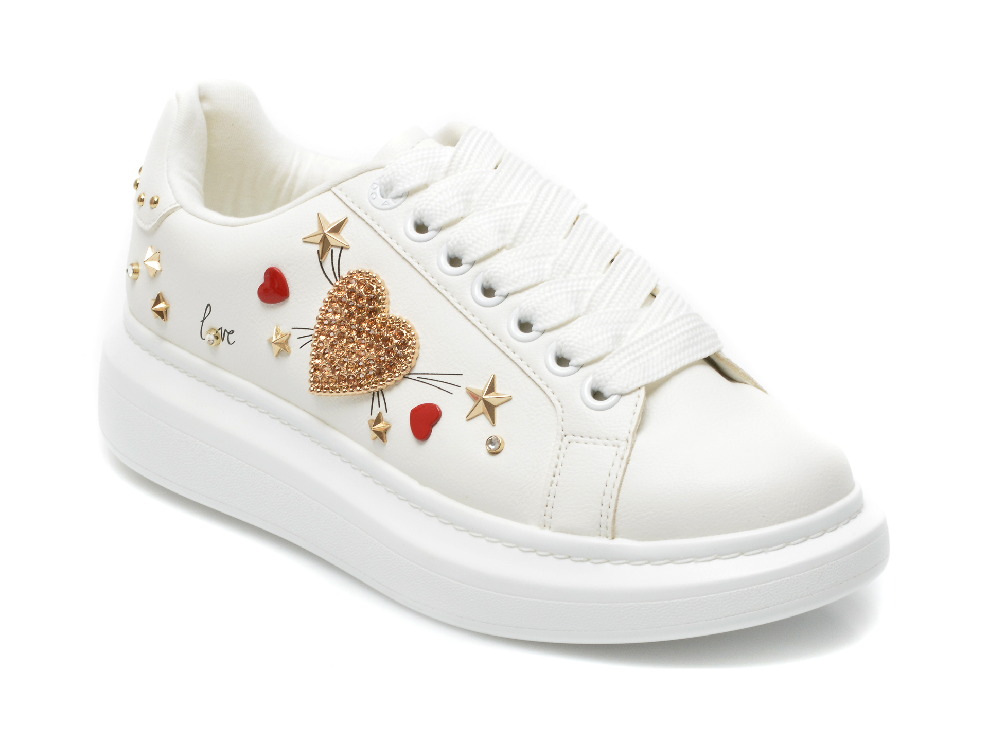 Pantofi ALDO albi, KEWARRA100, din piele ecologica otter.ro imagine noua 2022