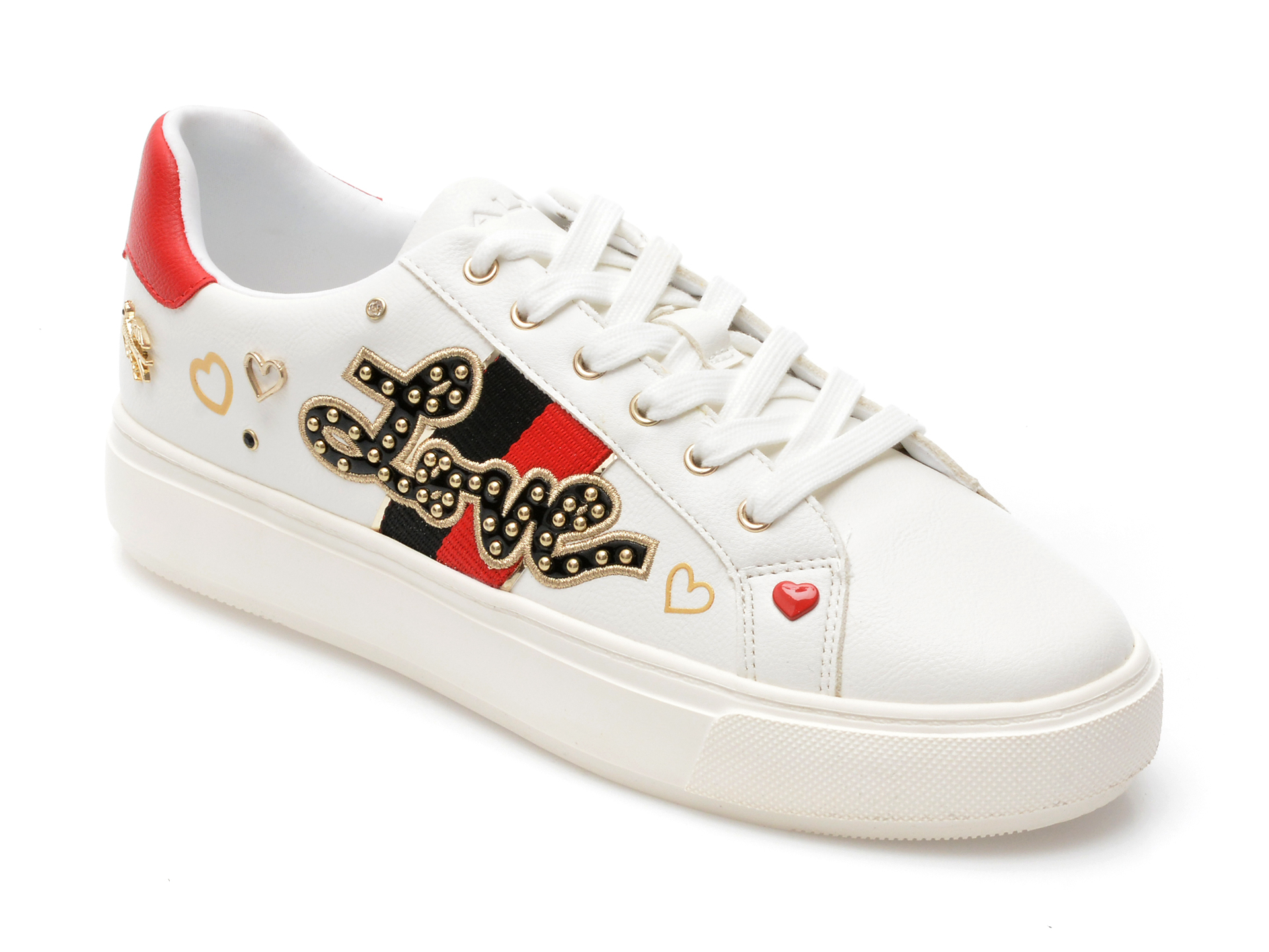 Pantofi ALDO albi, LOVEALWAYS110, din piele ecologica si material textil /femei/pantofi imagine noua