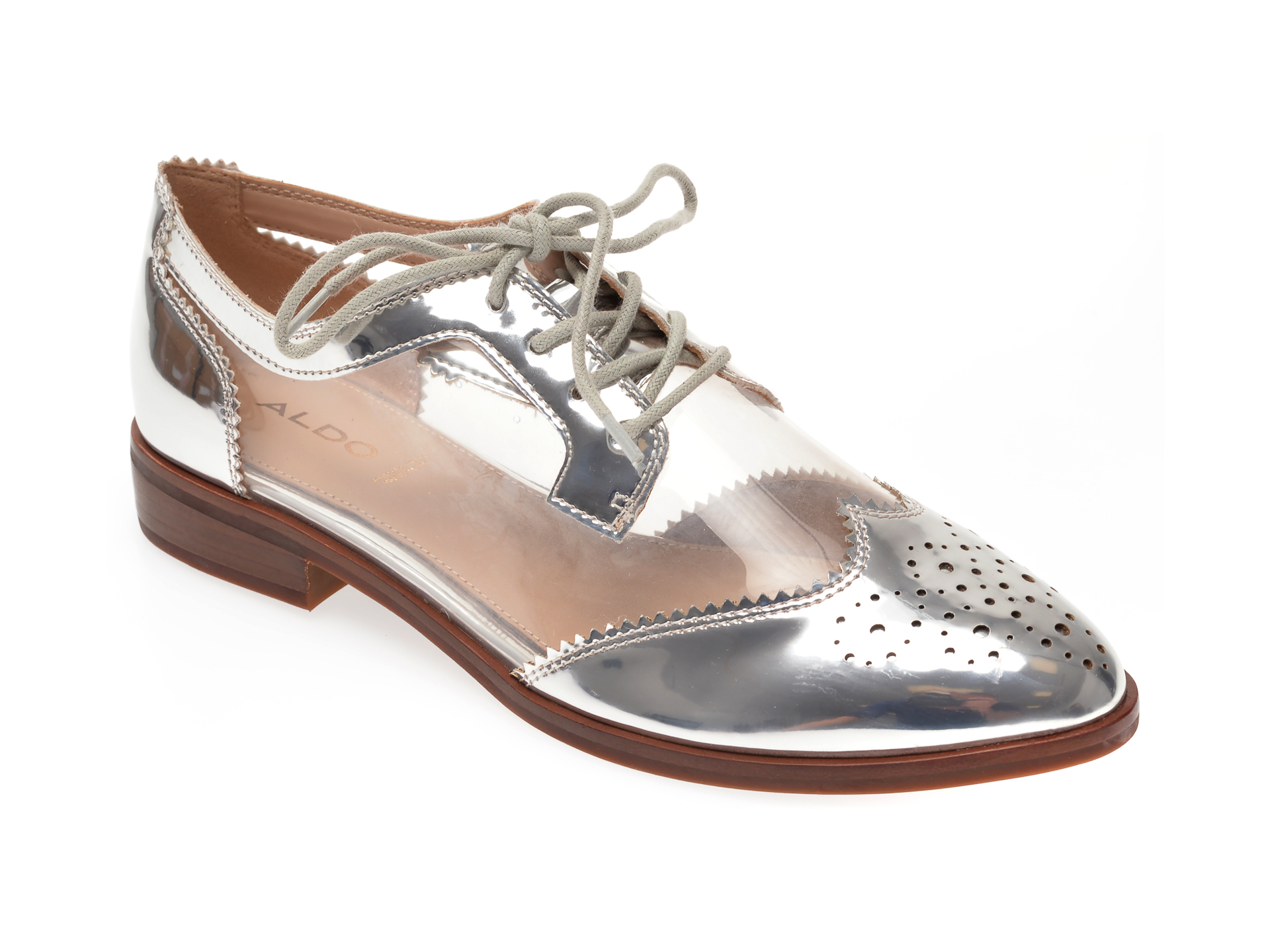 Pantofi ALDO argintii, Polka040, din piele ecologica