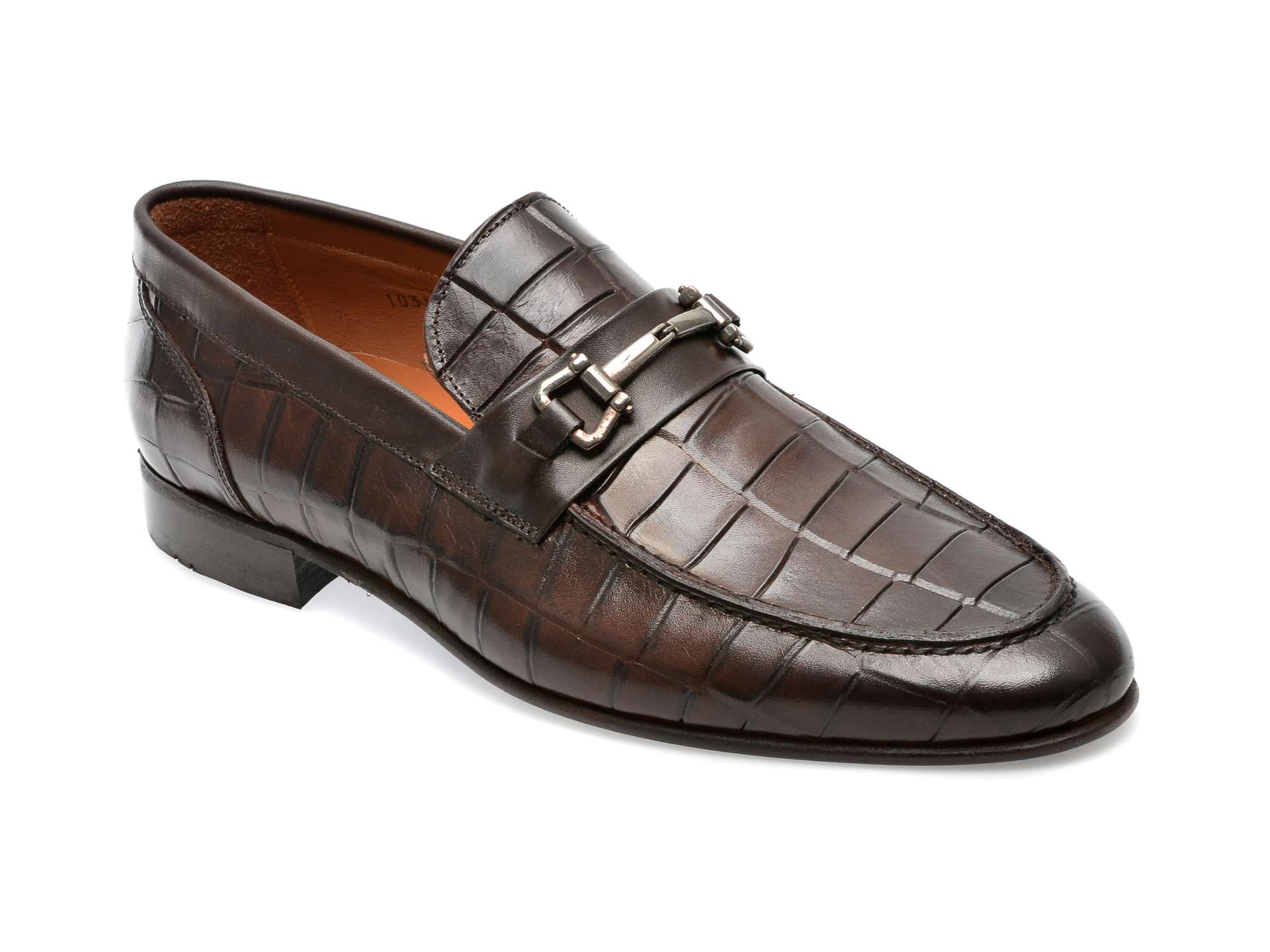 Pantofi ALDO maro, ESCO201, din piele croco /barbati/pantofi