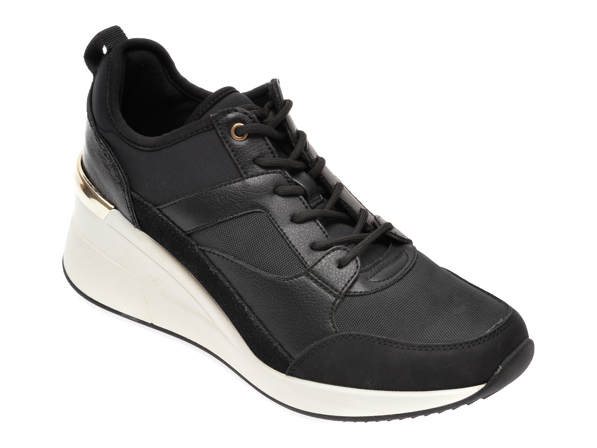 Pantofi ALDO negri, Thrundra001, din material textil si piele ecologica