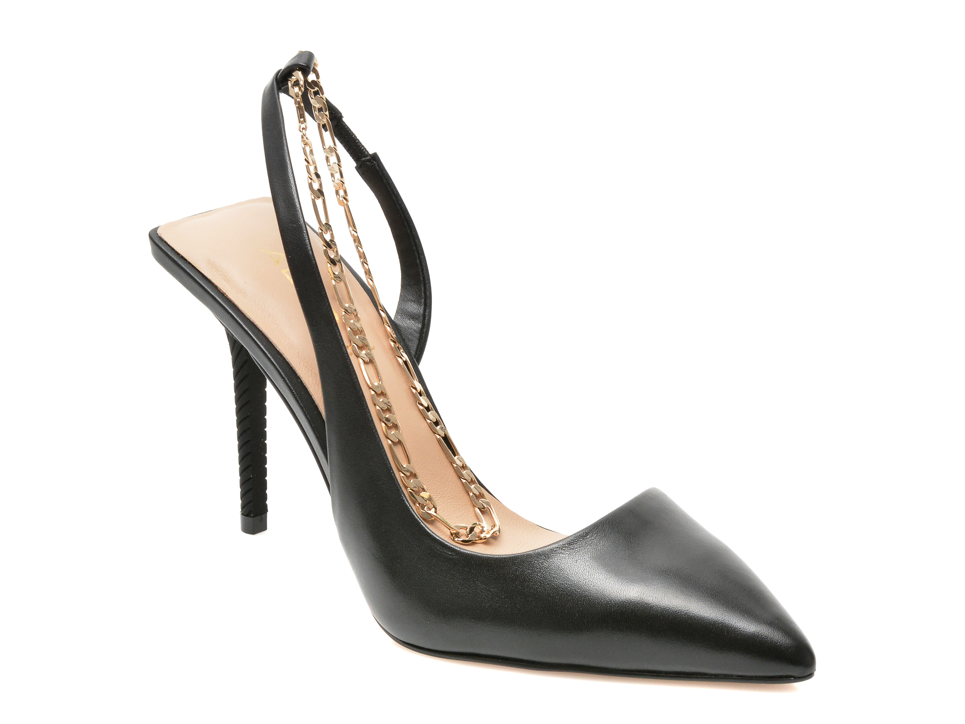Pantofi ALDO negri, TIRARITHCHAIN001, din piele naturala imagine reduceri black friday 2021 Aldo