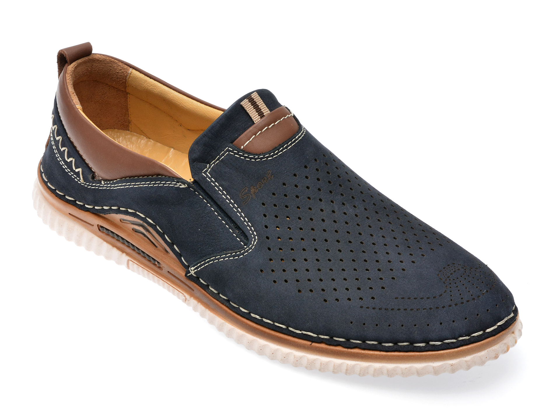 Pantofi BRAVELLI bleumarin, 11201, din nabuc /barbati/pantofi imagine noua
