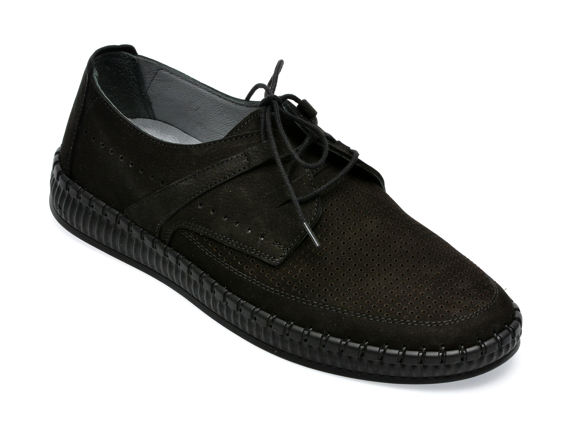 Pantofi BRAVELLI negri, 16311, din nabuc /barbati/pantofi