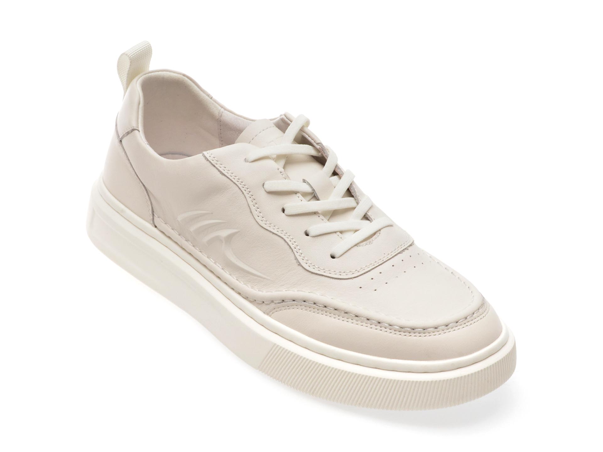 Pantofi casual BITE THE BULLET albi, ES358, din piele naturala