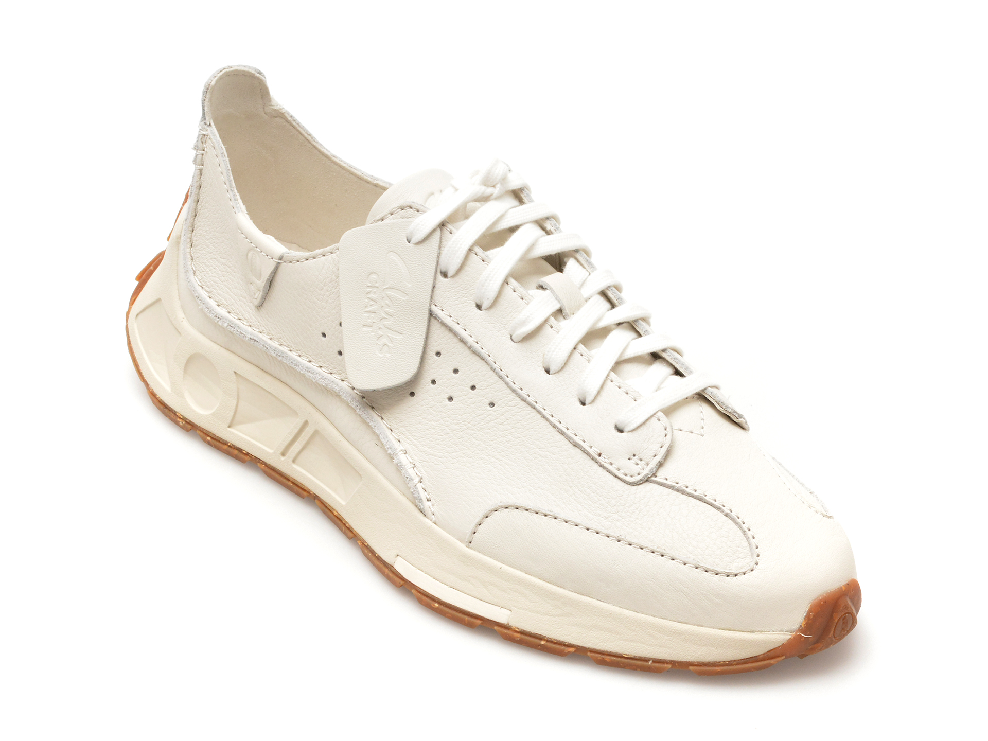 Pantofi casual CLARKS albi, CRAFT SPEED, din piele naturala