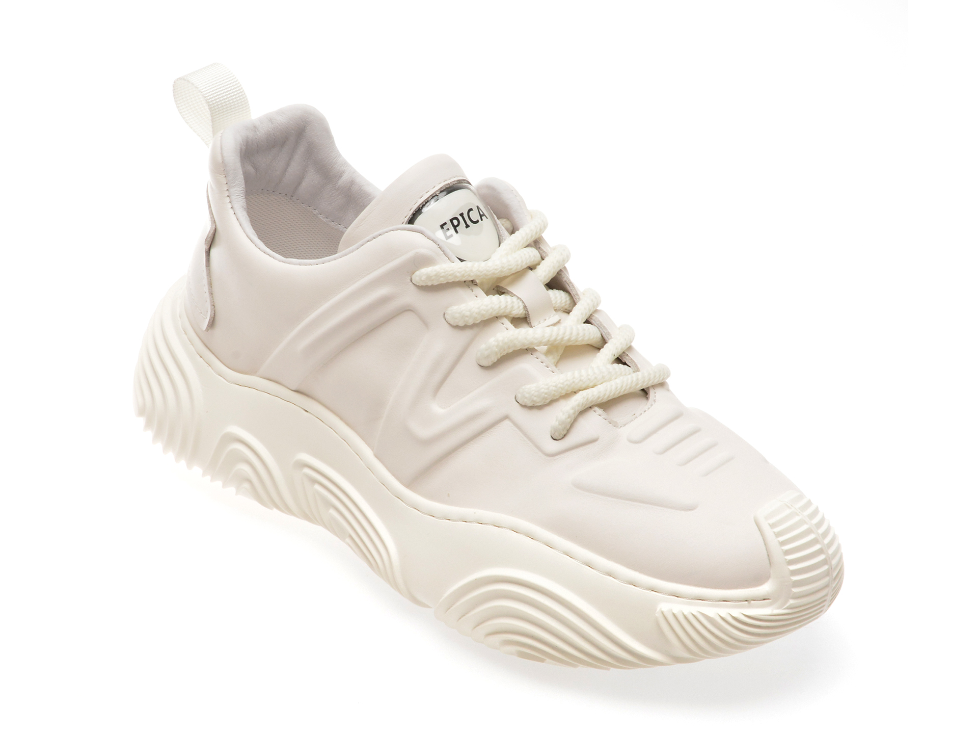 Pantofi casual EPICA albi, 3620, din piele naturala