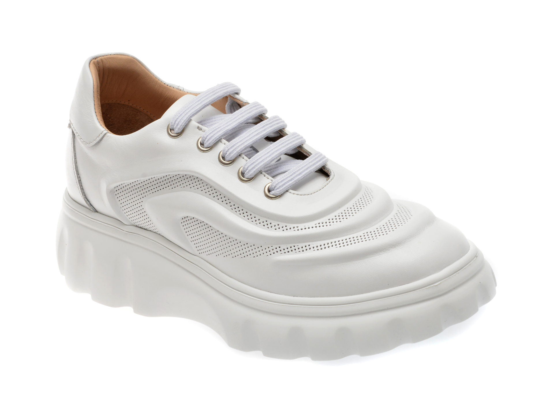 Pantofi casual EPICA albi, 49753, din piele naturala