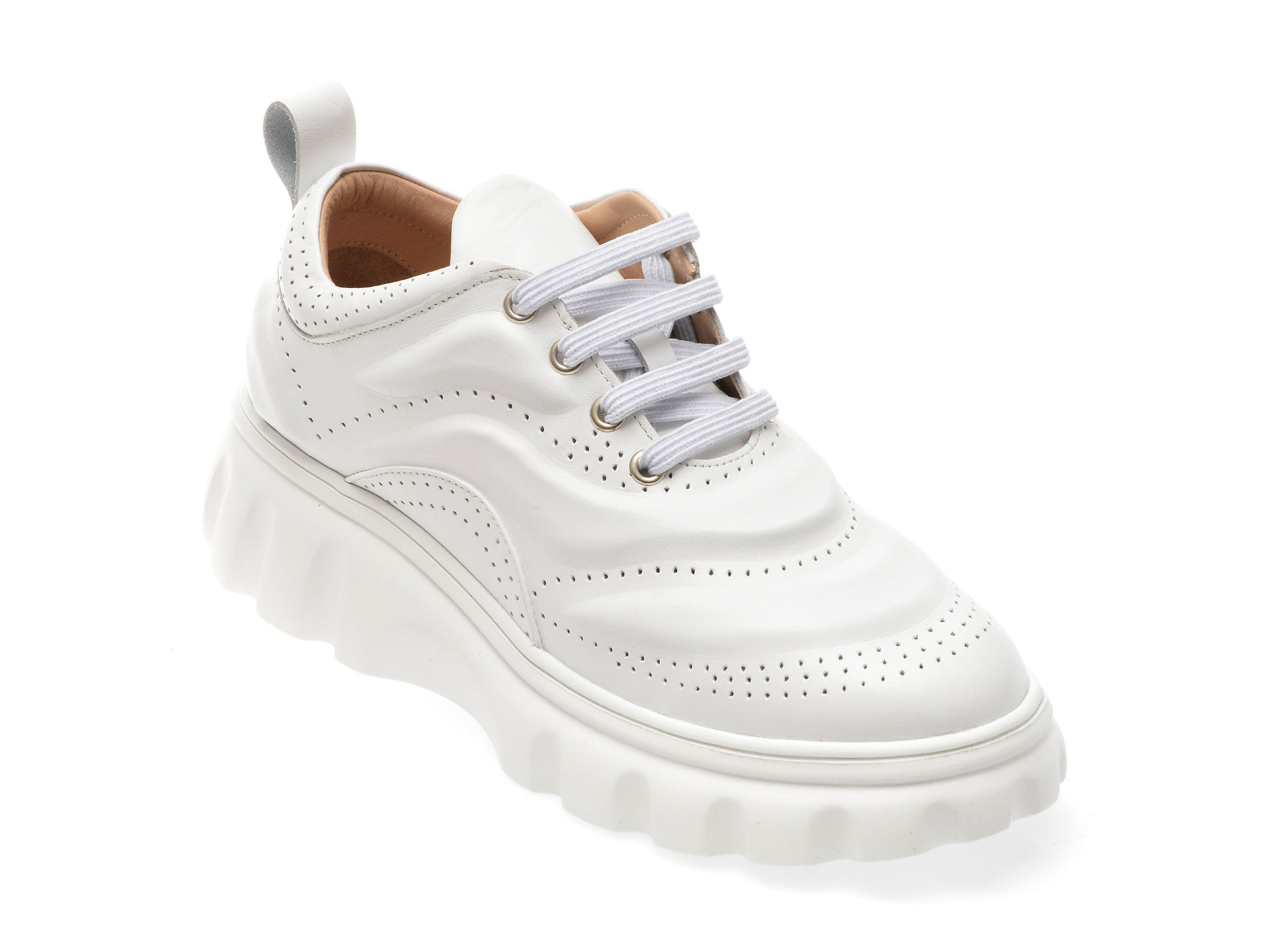 Pantofi casual EPICA albi, 49758, din piele naturala