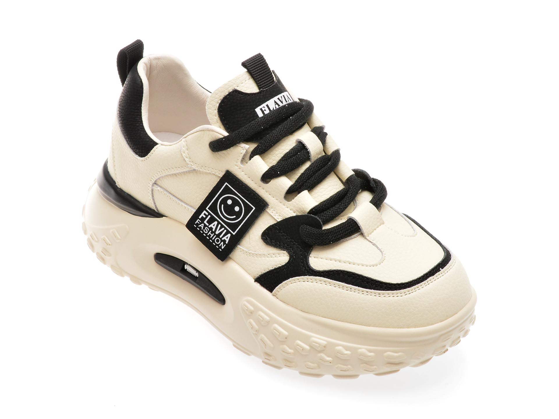 Pantofi casual FLAVIA PASSINI alb-negru, 23015, din piele naturala