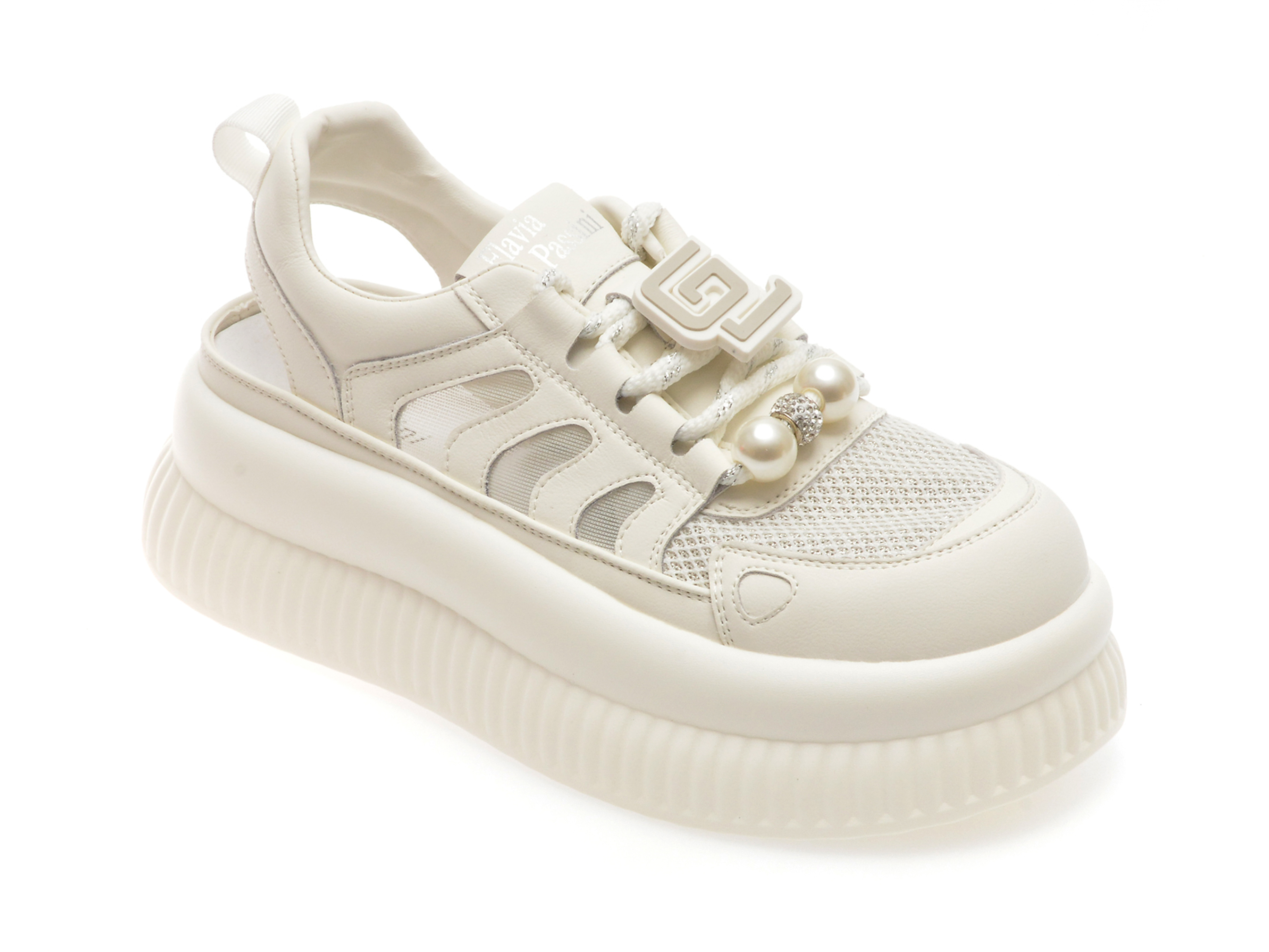 Pantofi casual FLAVIA PASSINI albi, 3X1119, din material textil