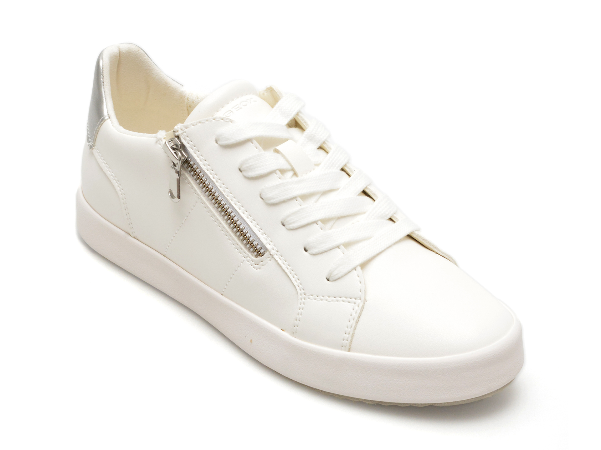 Pantofi casual GEOX albi, D026HA, din piele ecologica