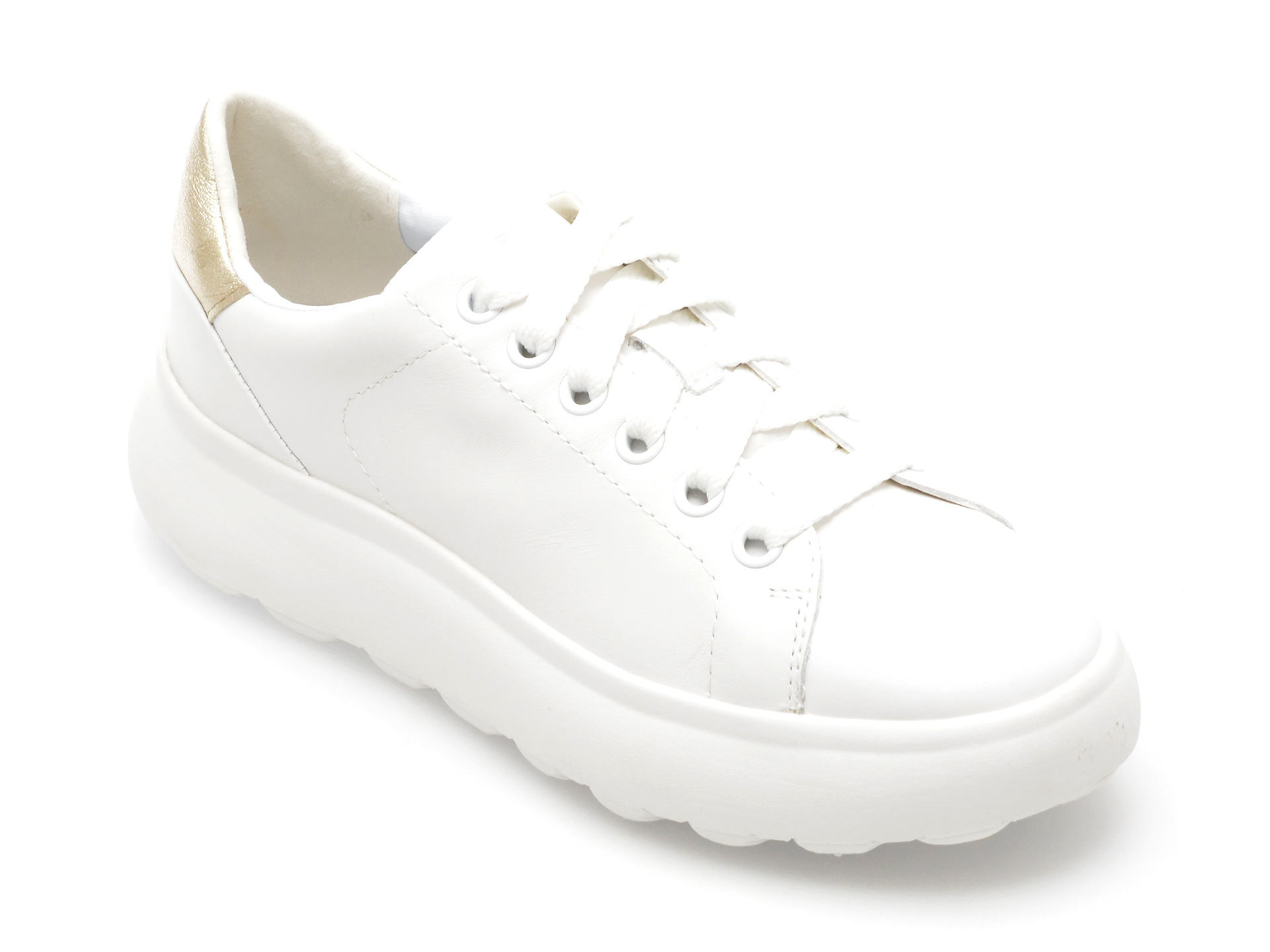 Pantofi casual GEOX albi, D35TCB, din piele naturala