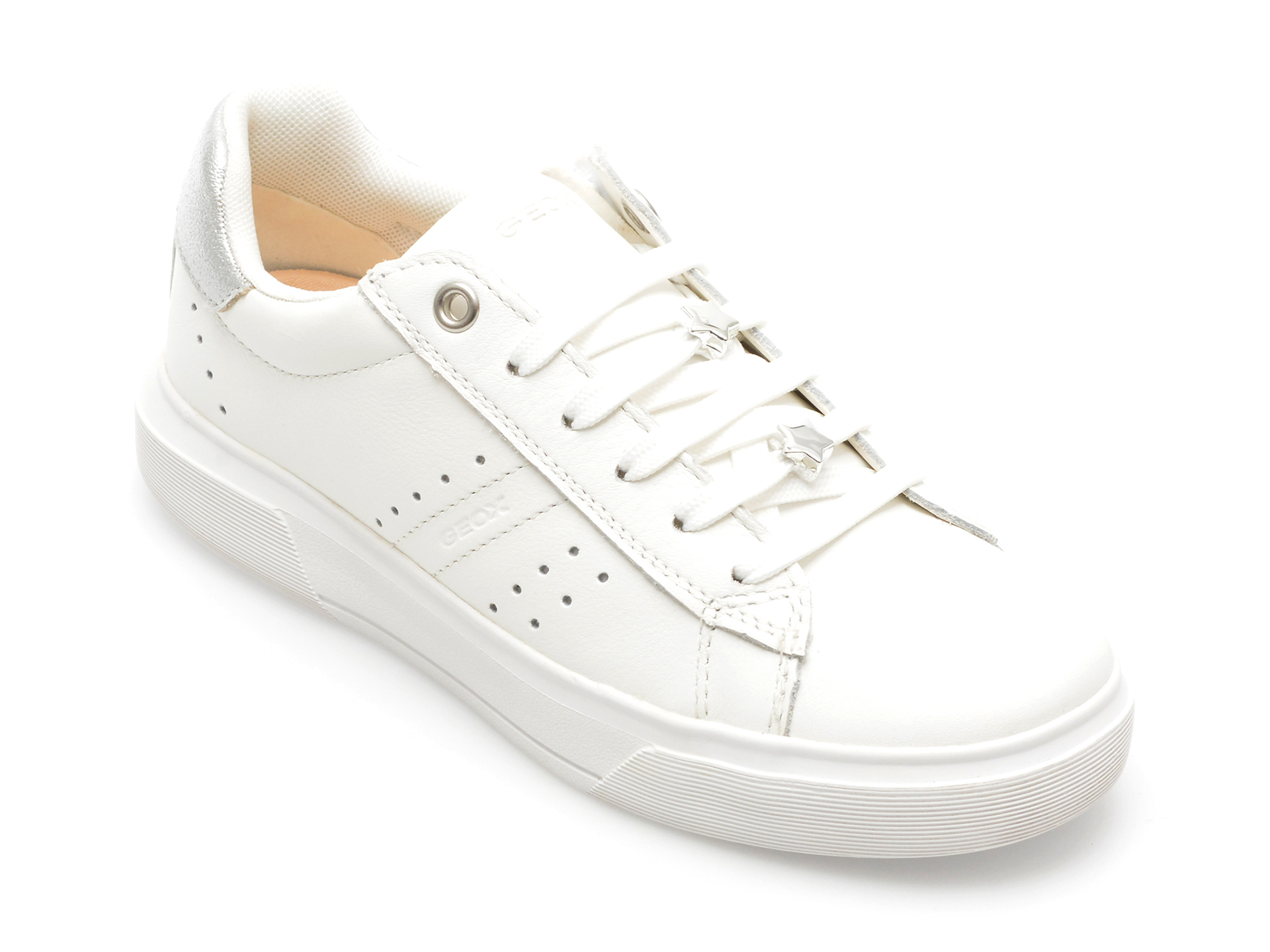 Pantofi casual GEOX albi, J45GCB, din piele naturala