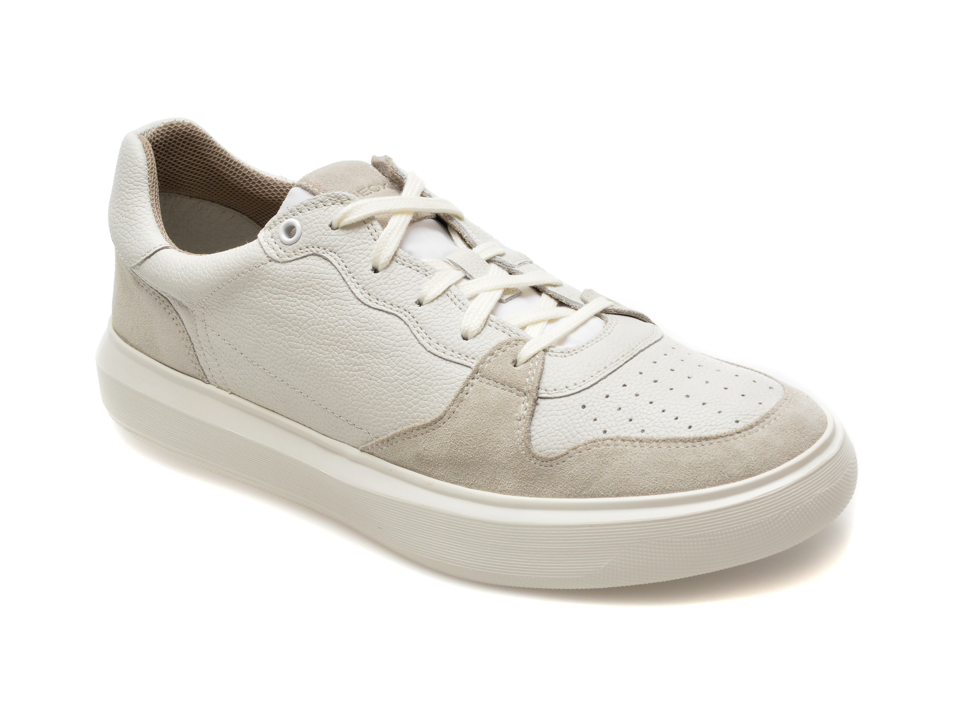 Pantofi casual GEOX albi, U455WB, din piele naturala