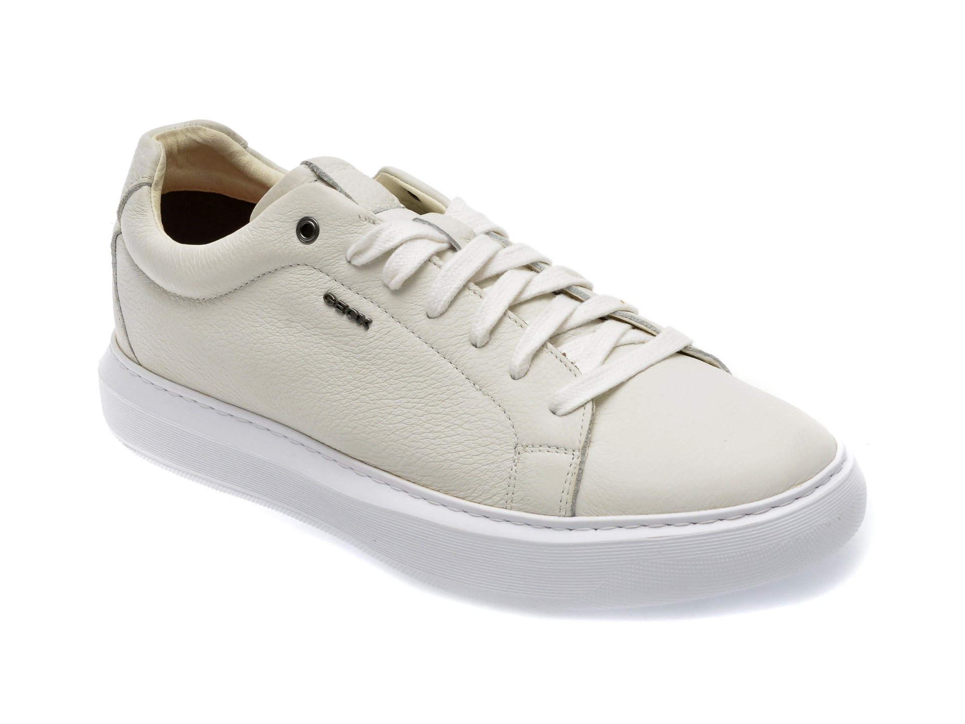 Pantofi casual GEOX albi, U845WB, din piele naturala