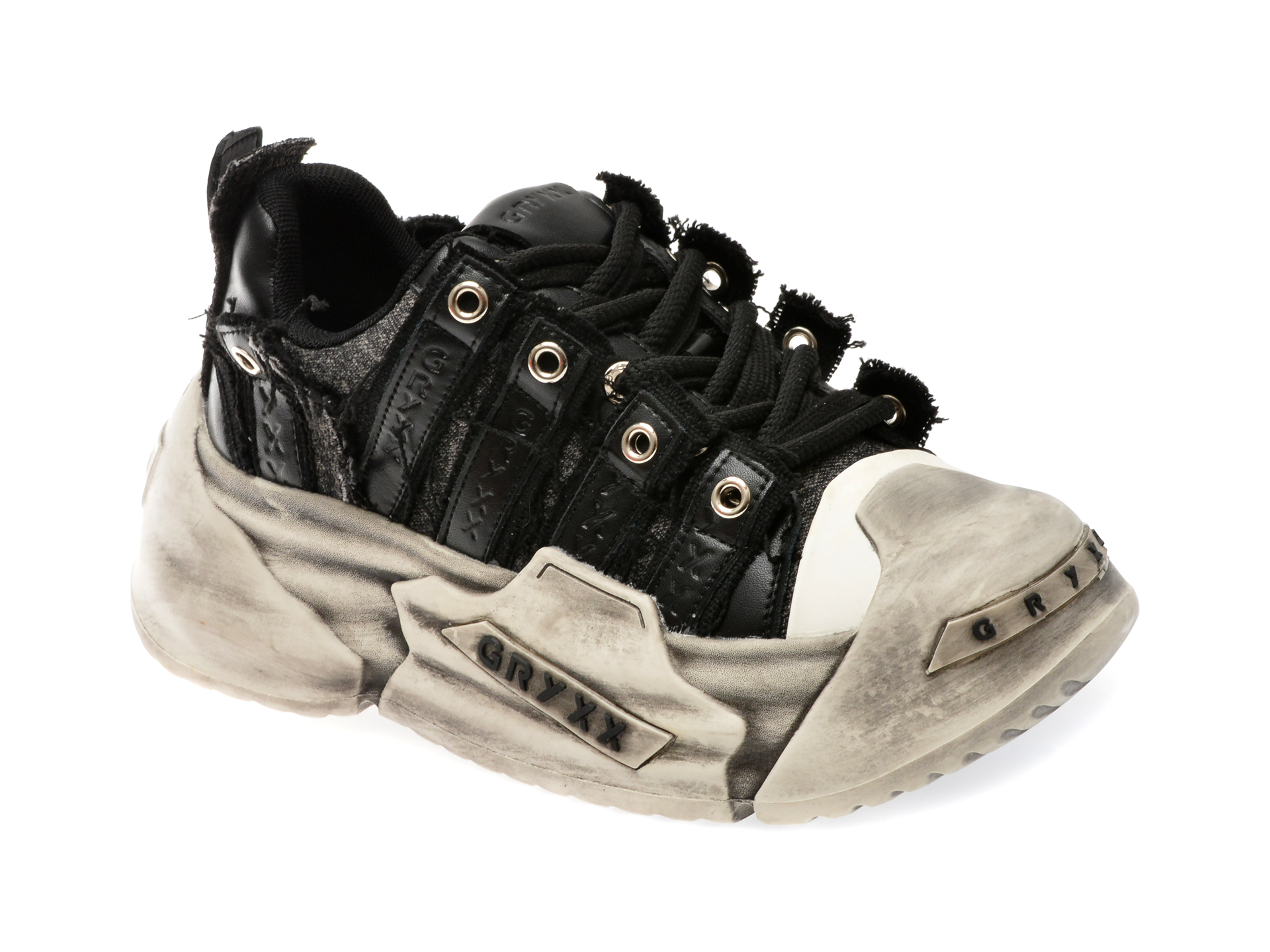 Pantofi casual GRYXX negri, 80231, din material textil