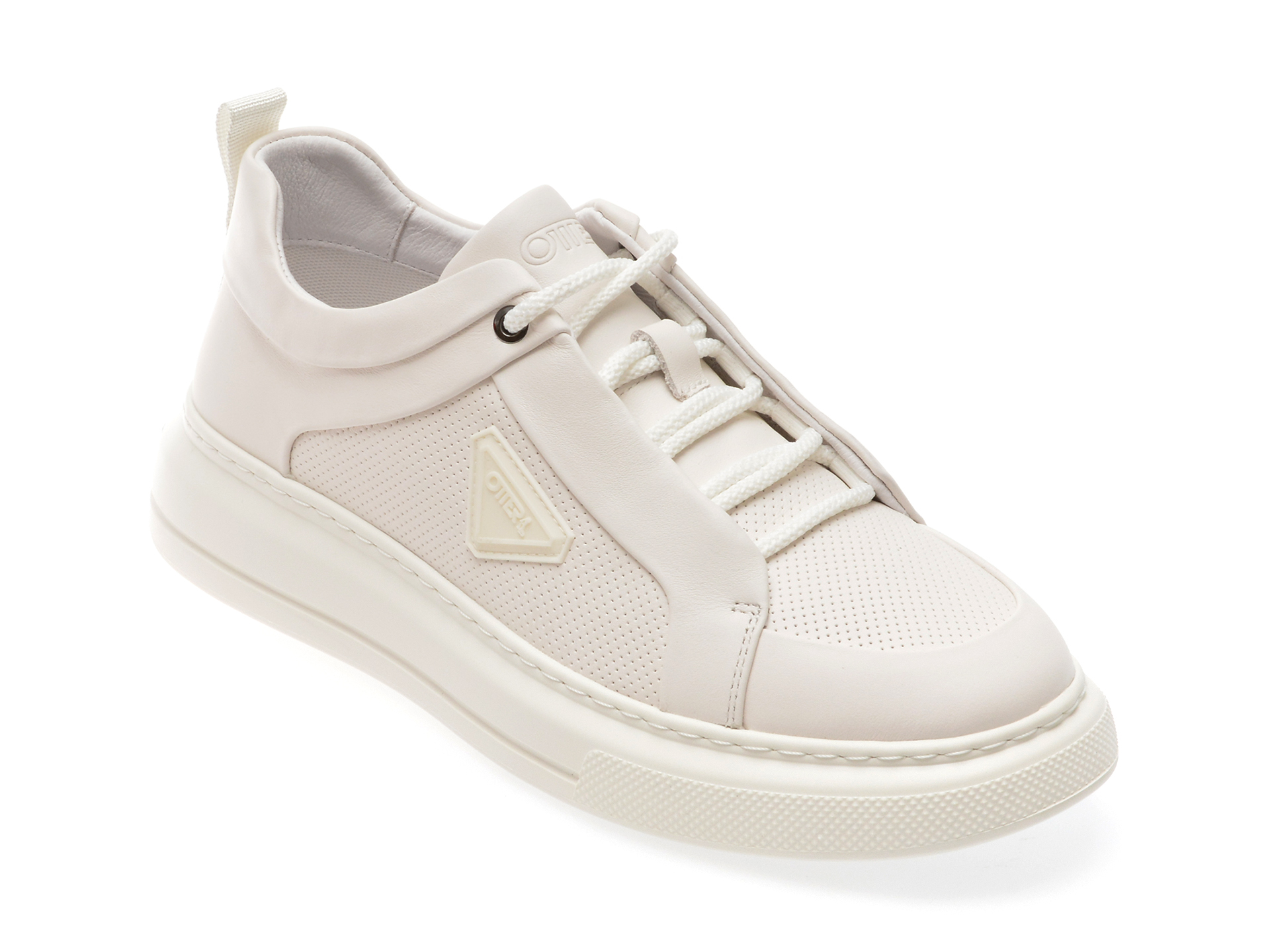 Pantofi casual OTTER albi, 30301, din piele naturala
