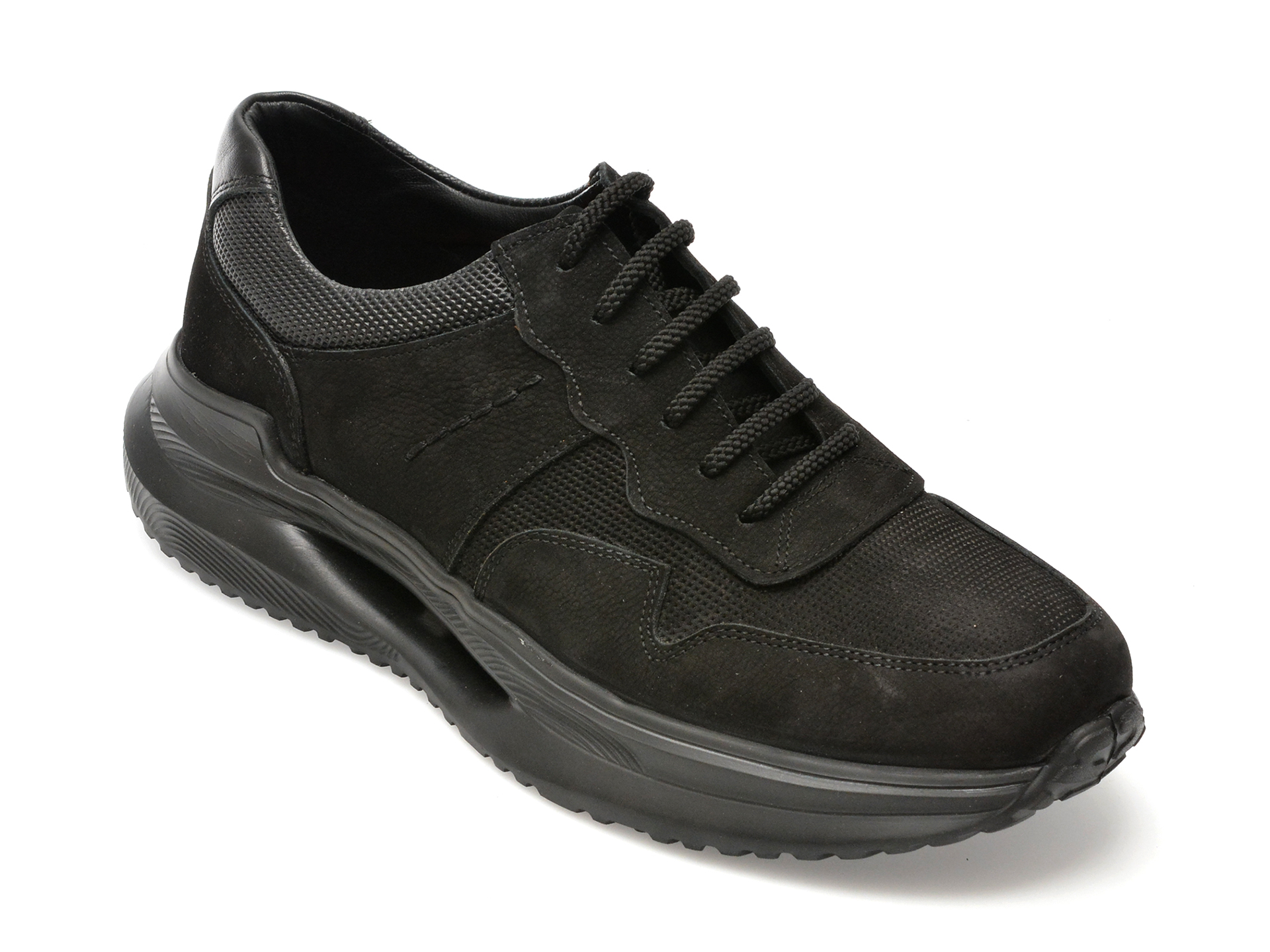 Pantofi casual OTTER negri, S280, din nabuc