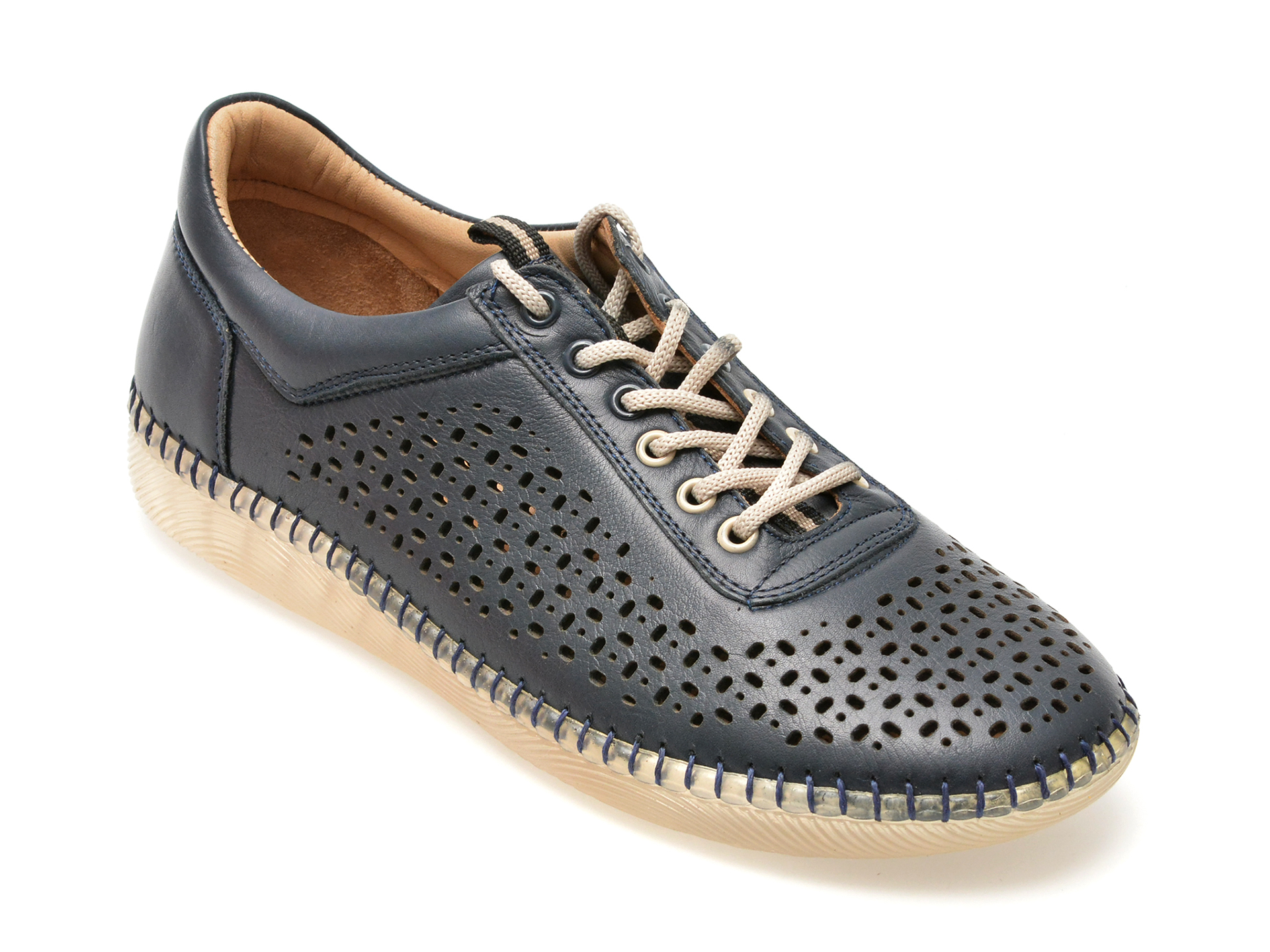Pantofi casual OZIYS albastri, 22109, din piele naturala