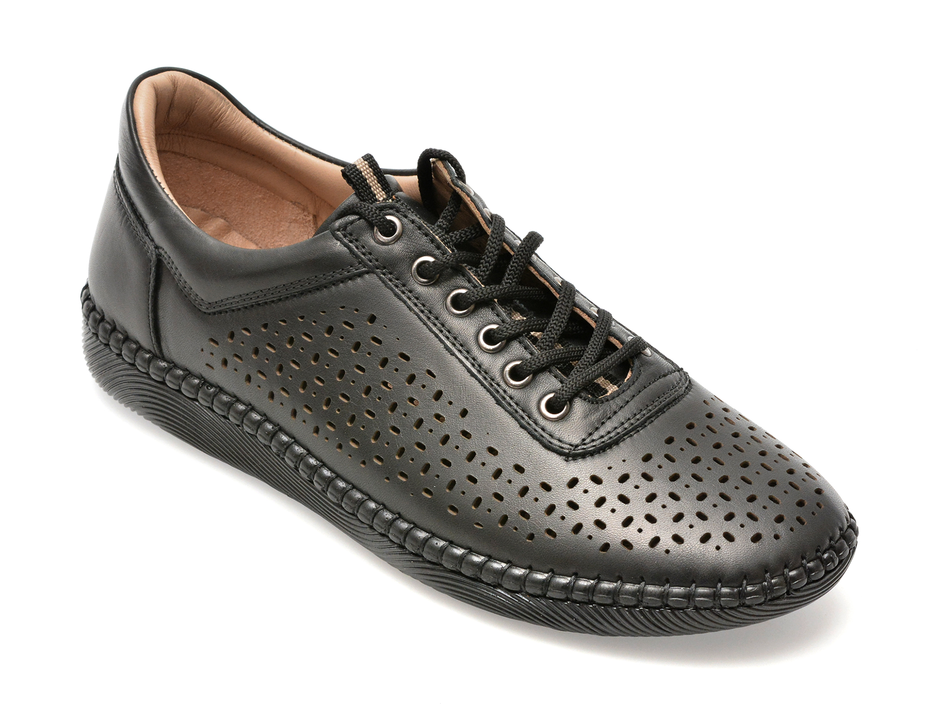 Pantofi casual OZIYS negri, 22109, din piele naturala