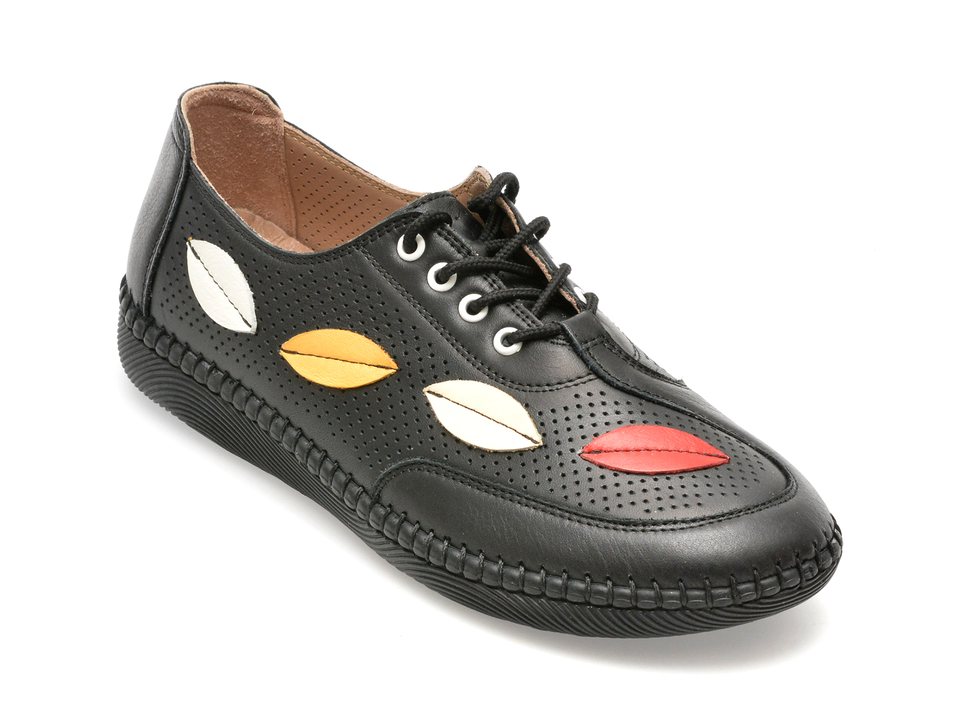 Pantofi casual OZIYS negri, 22110, din piele naturala