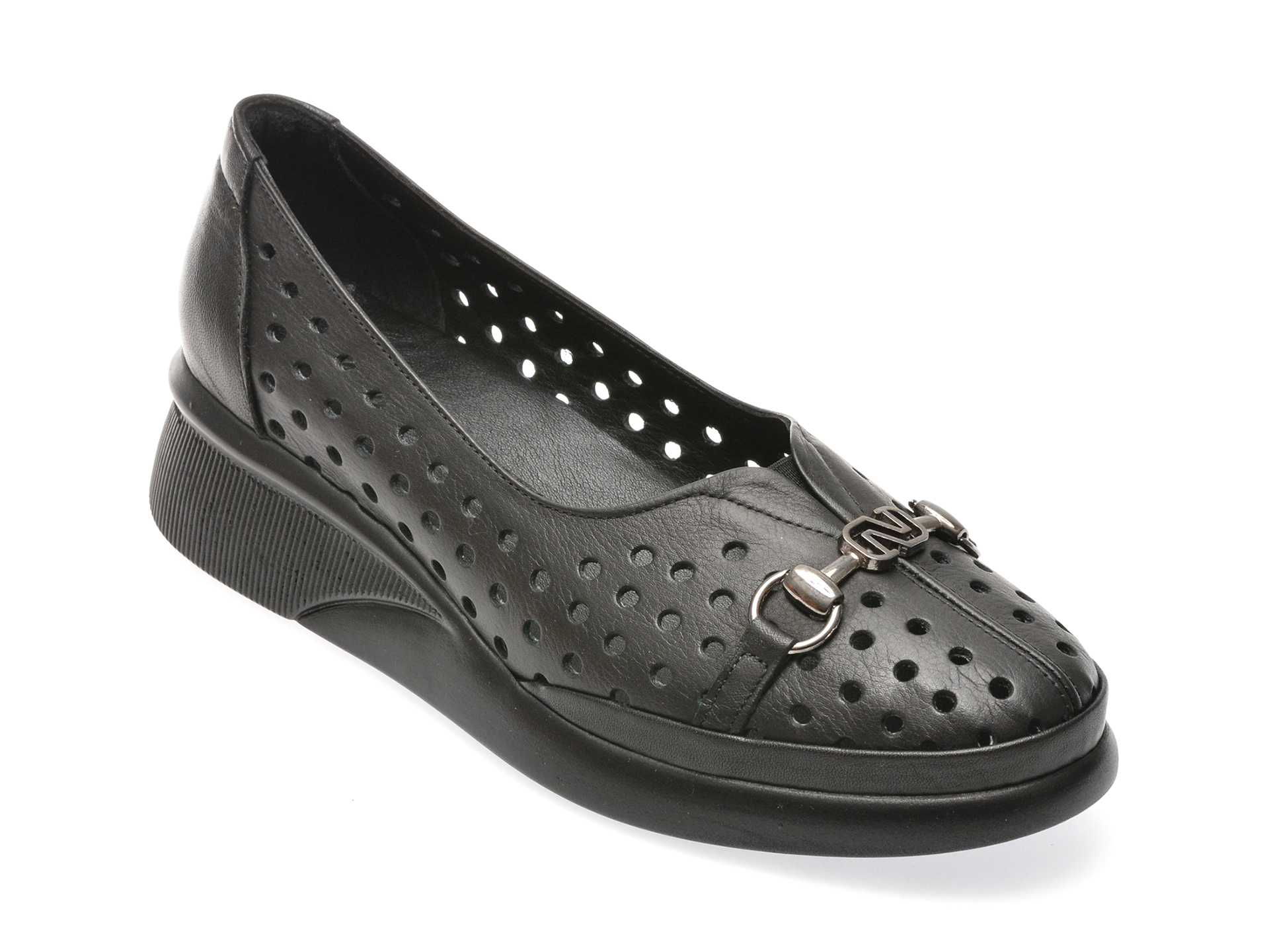 Pantofi casual PANORAMA negri, 12114, din piele naturala