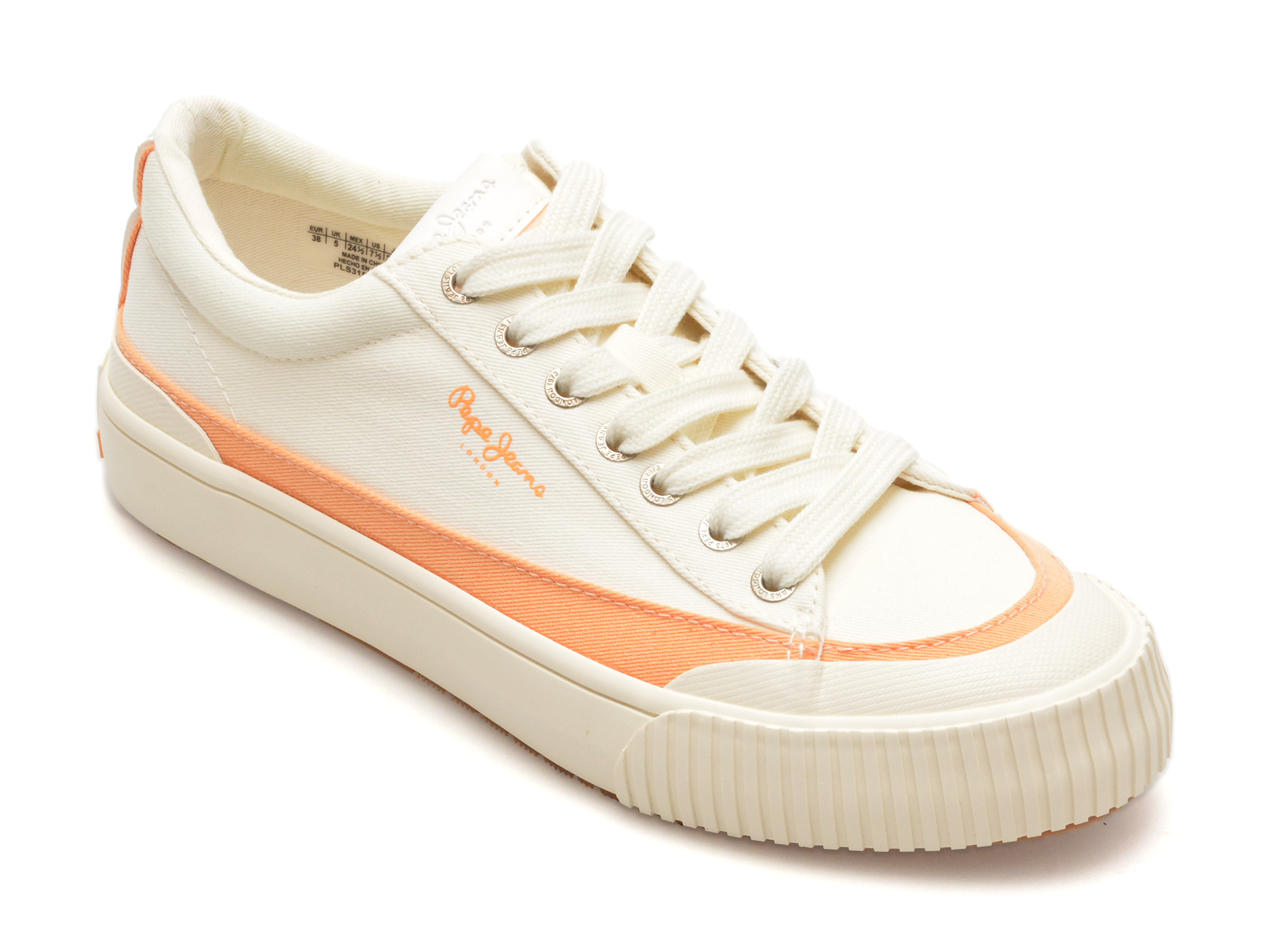 Pantofi Casual PEPE JEANS albi, LS31558, din material textil
