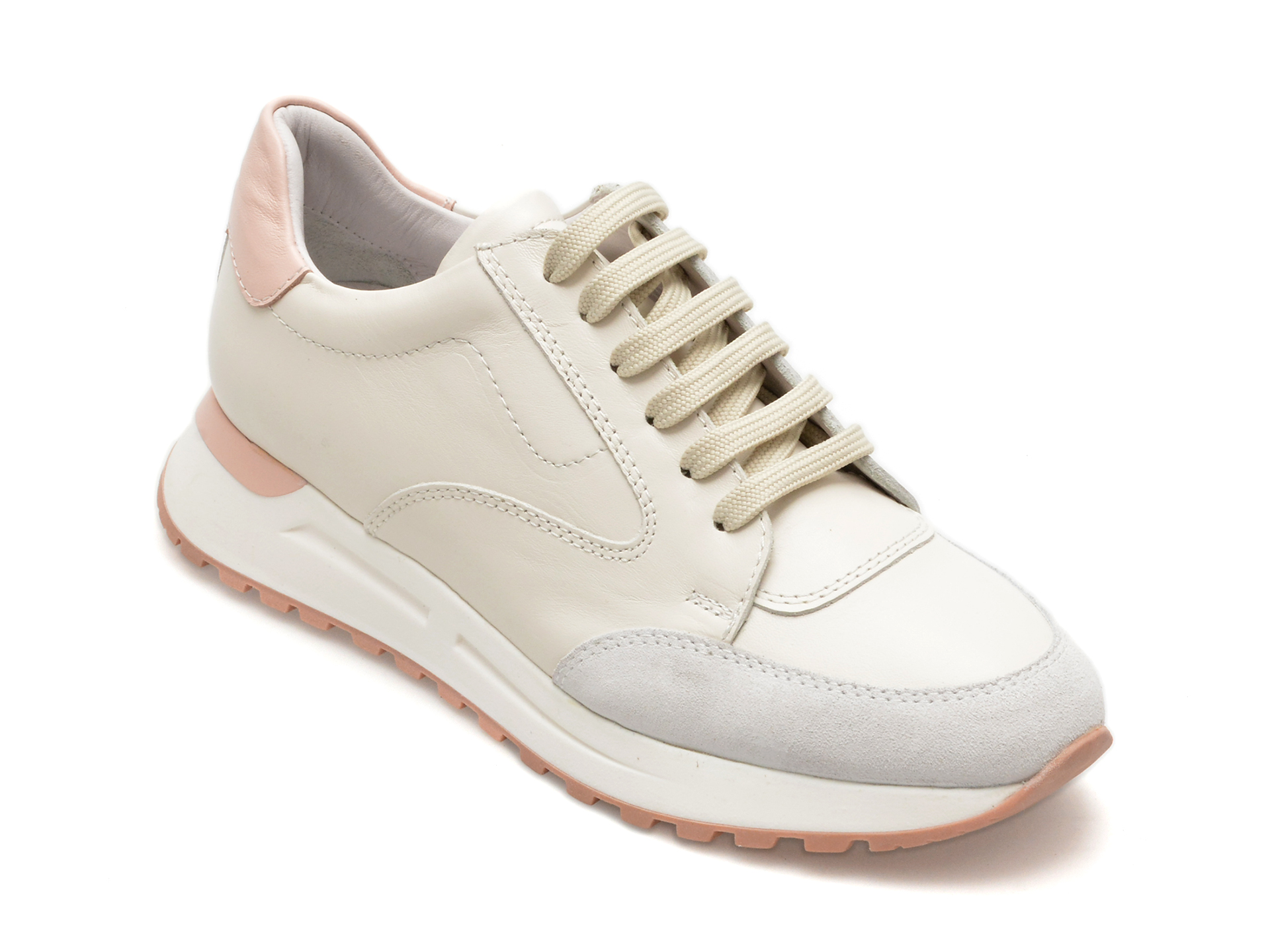 Pantofi casual QUSHELI albi, 35345, din piele naturala