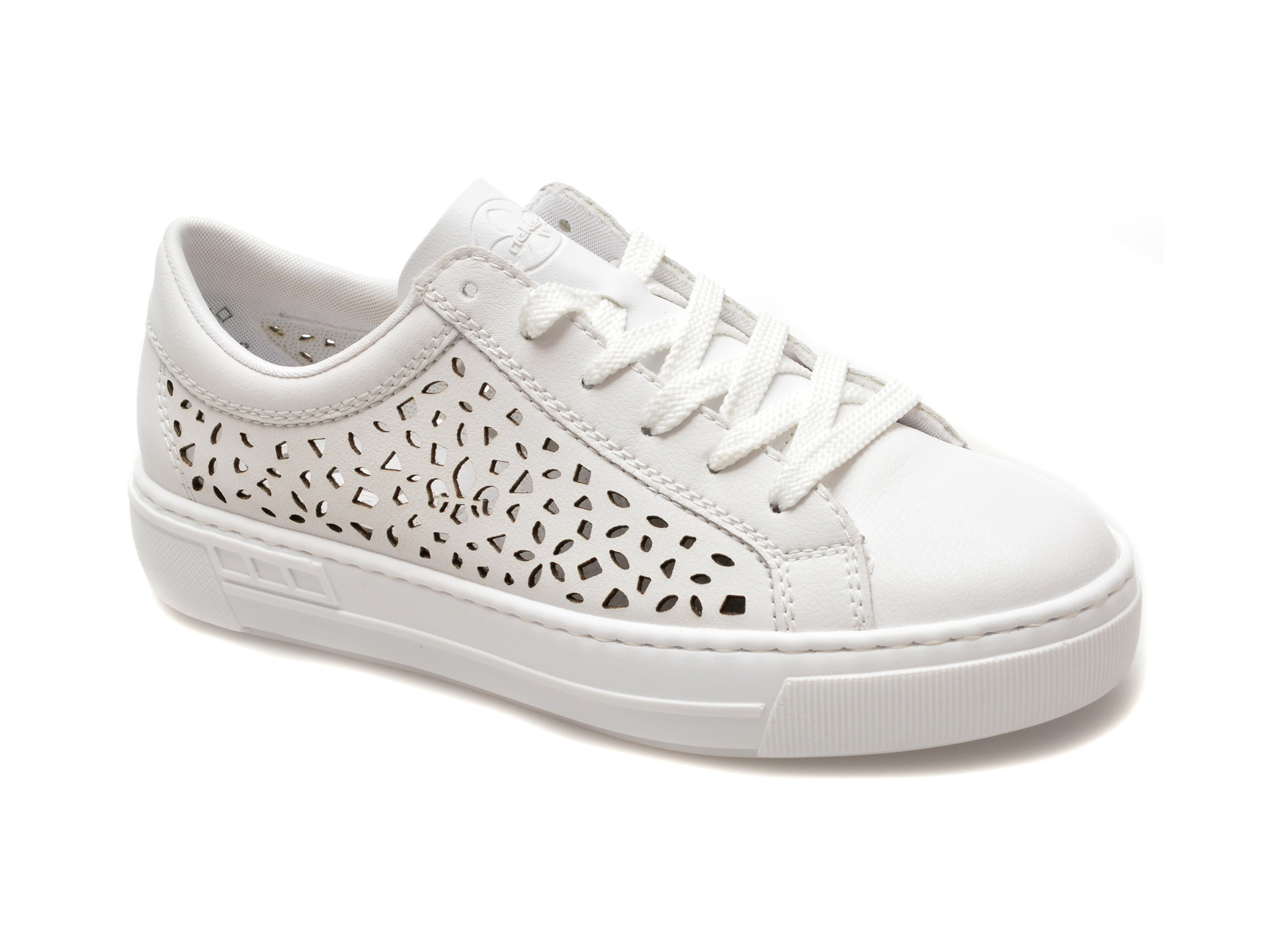 Pantofi casual RIEKER albi, L8831, din piele ecologica
