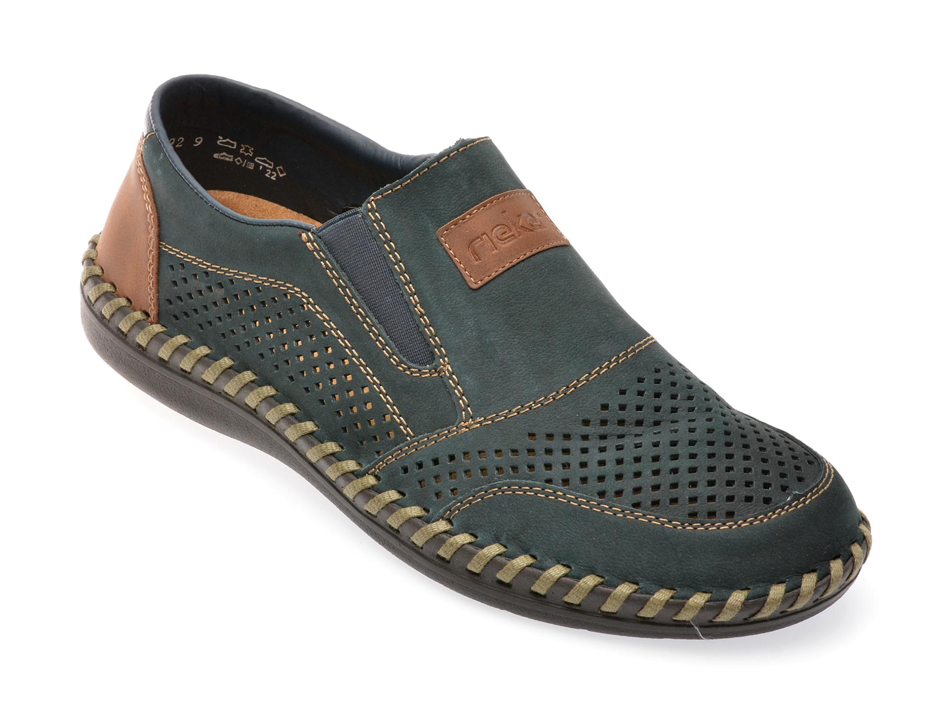 Pantofi casual RIEKER bleumarin, B2466, din piele naturala