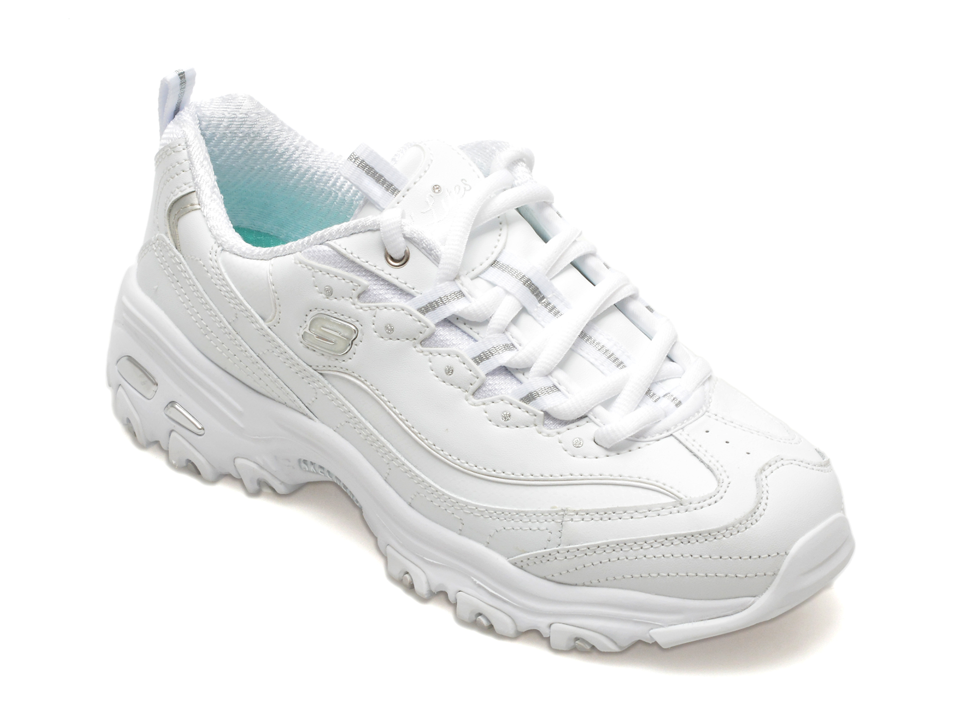 Pantofi casual SKECHERS albi, D LITES, din piele naturala