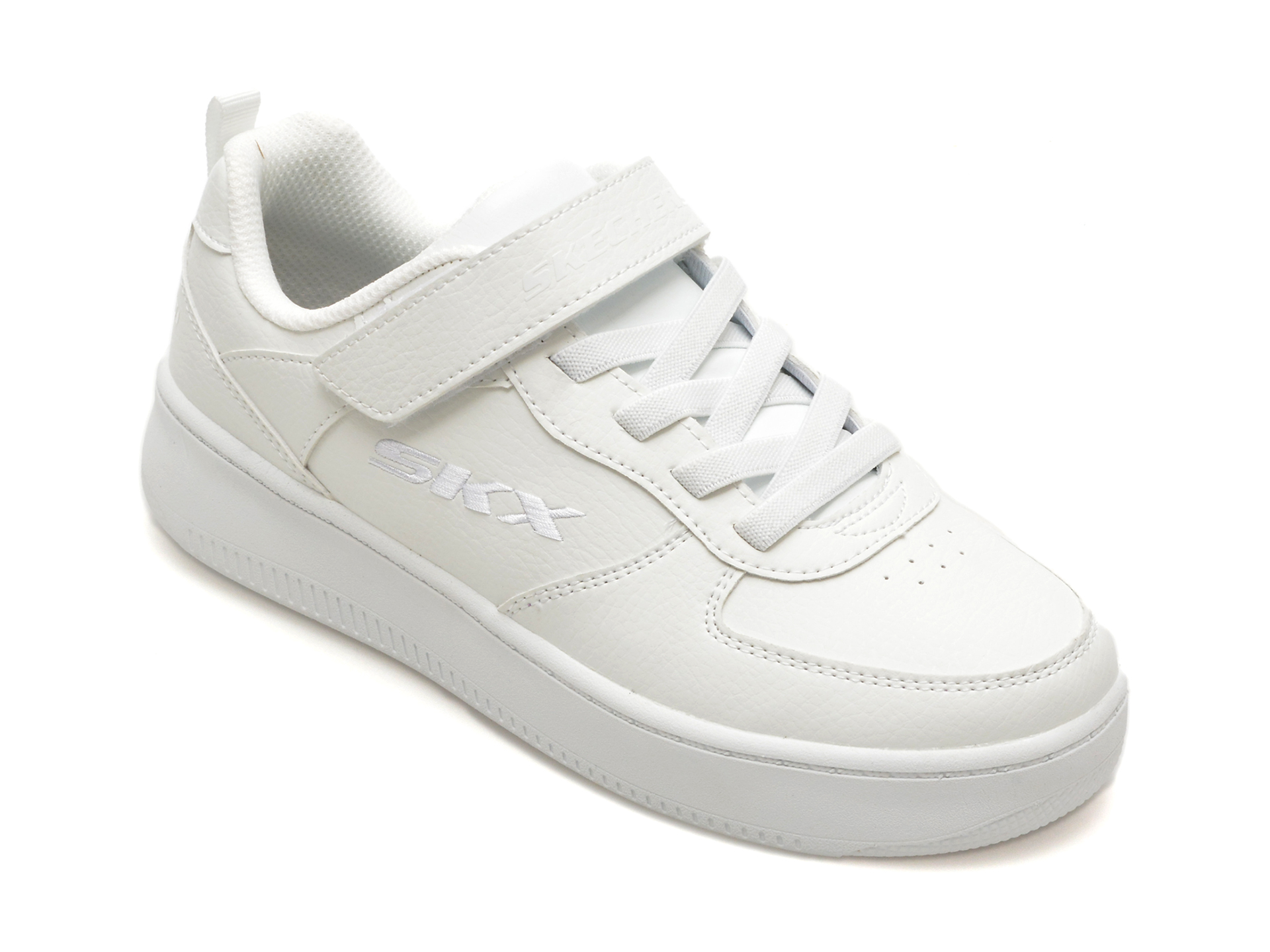 Pantofi casual SKECHERS albi, SPORT COURT 92, din piele ecologica