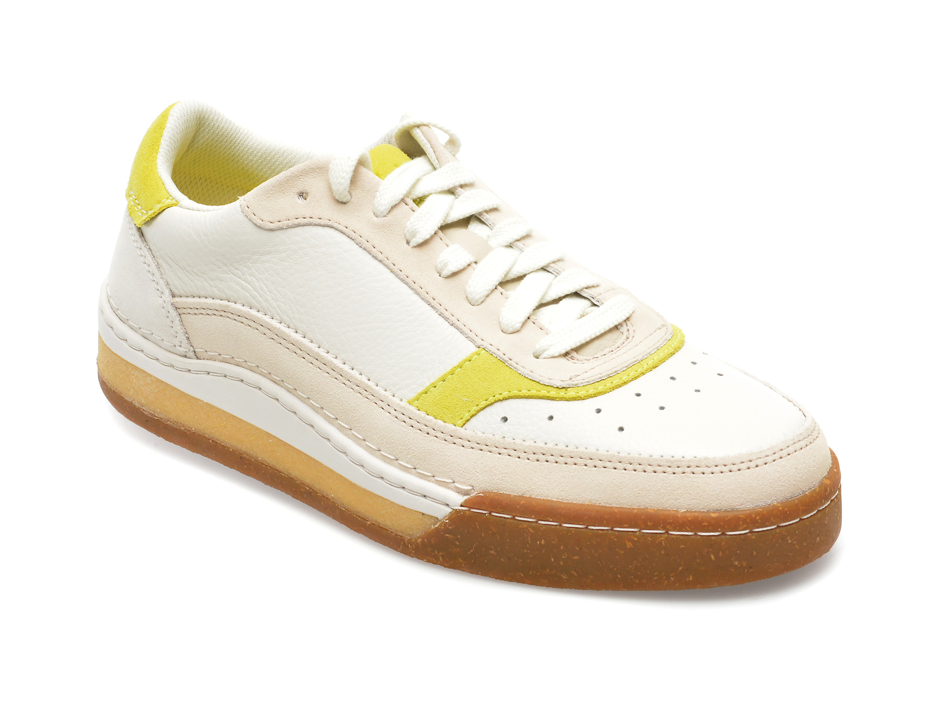 Pantofi CLARKS albi, CRAFTCOURTLACE 0912, din piele intoarsa /barbati/pantofi imagine noua