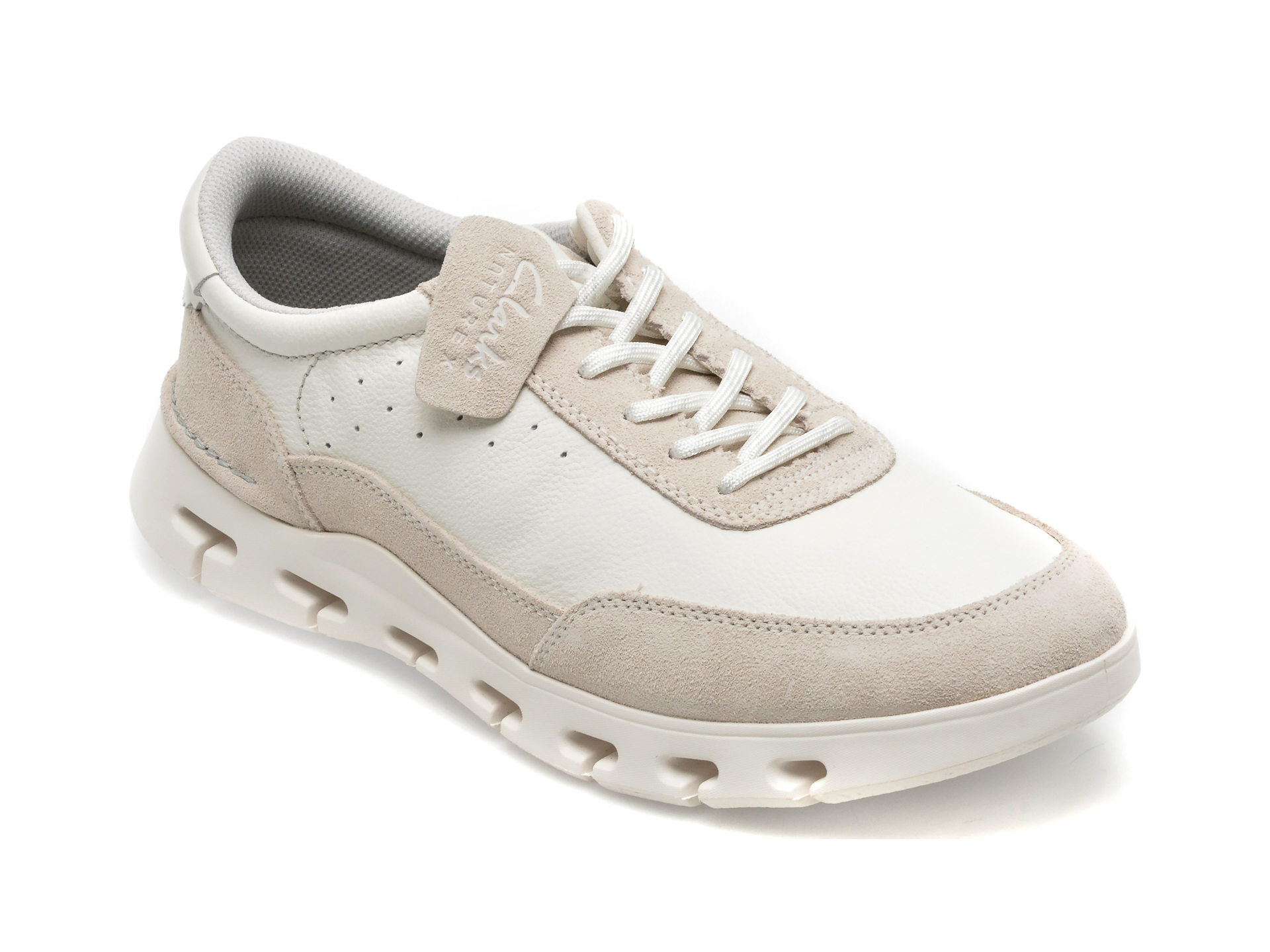 Pantofi CLARKS albi, NATURE X ONE 13-N, din piele naturala /barbati/pantofi