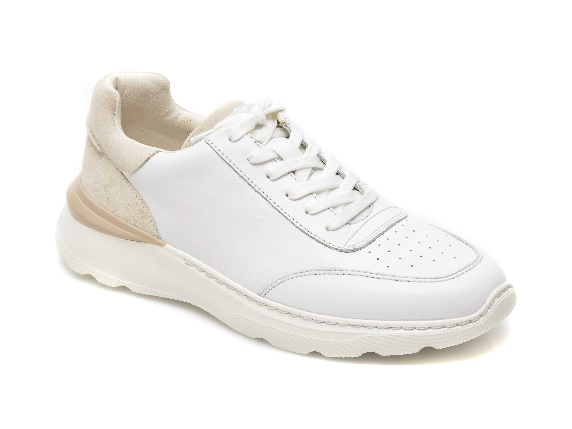 Pantofi CLARKS albi, Sprintlitelace, din piele naturala imagine Black Friday 2021
