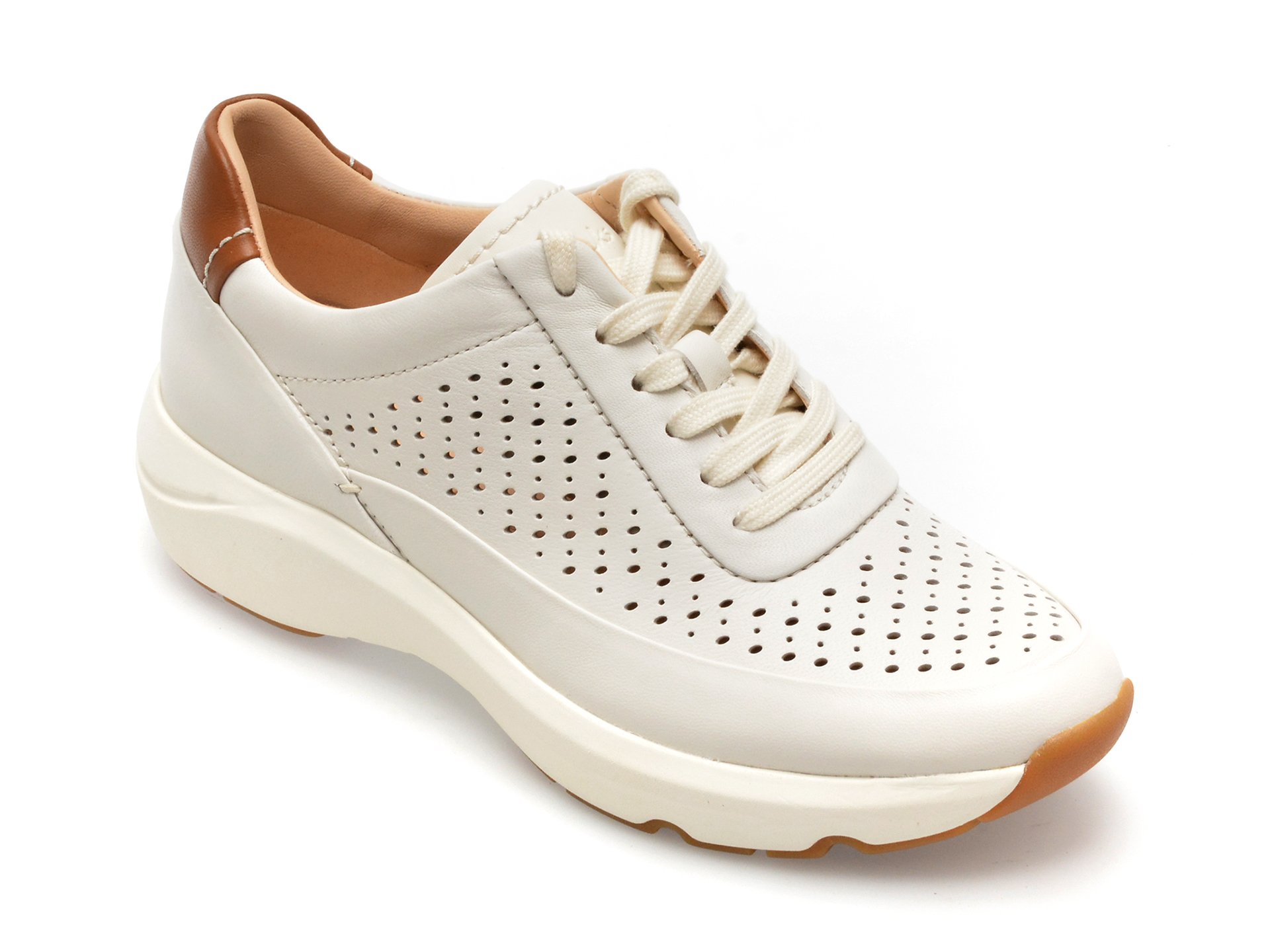Pantofi CLARKS albi, TIVOGRA, din piele naturala