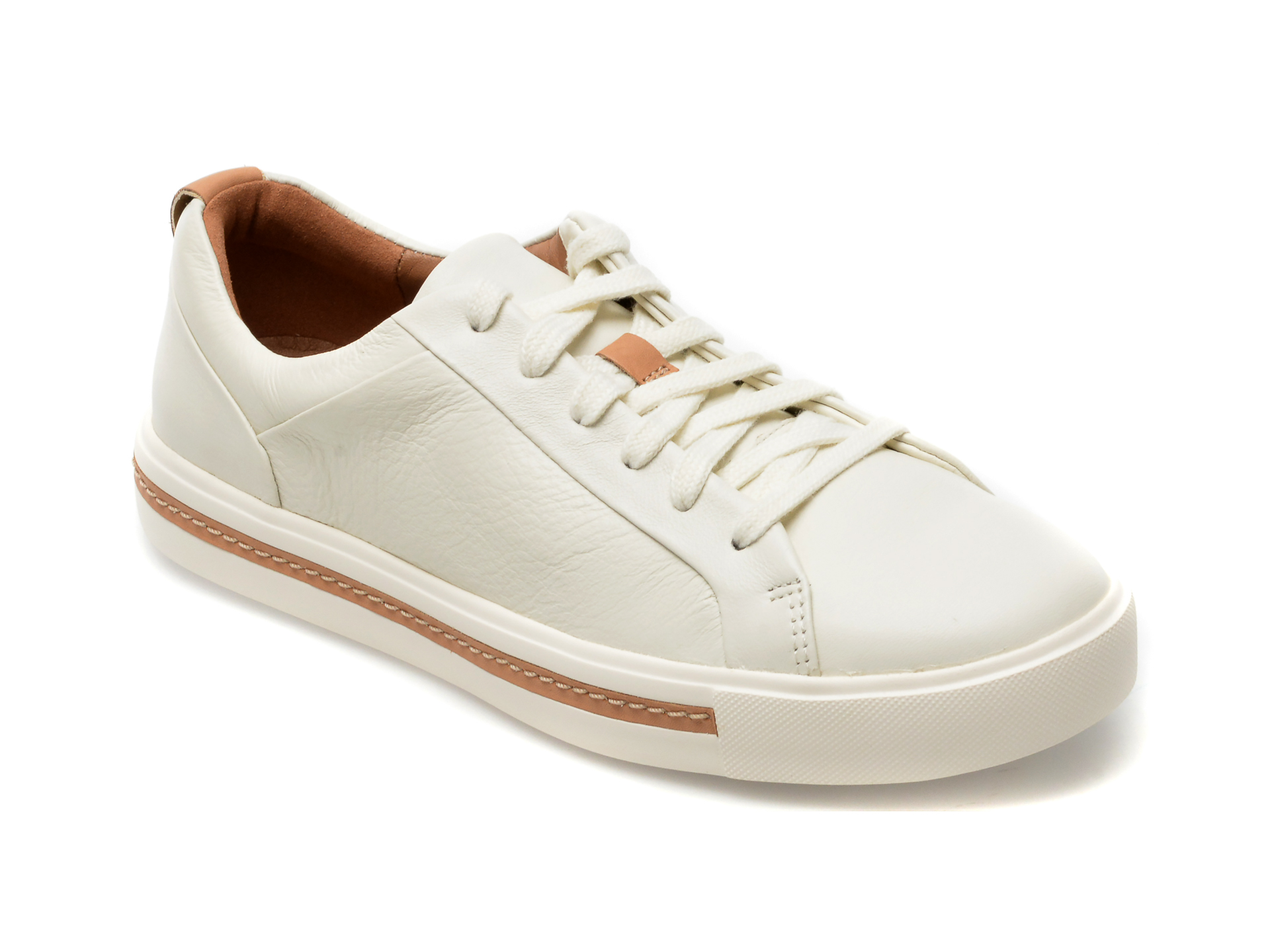 Pantofi CLARKS albi, UN MAUI LACE 13-N, din piele naturala /femei/pantofi imagine super redus 2022