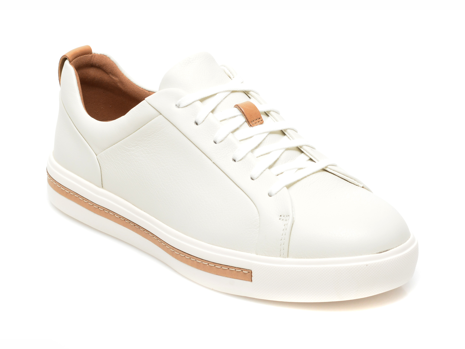 Pantofi CLARKS albi, UN MAUI LACE, din piele naturala Clarks imagine noua