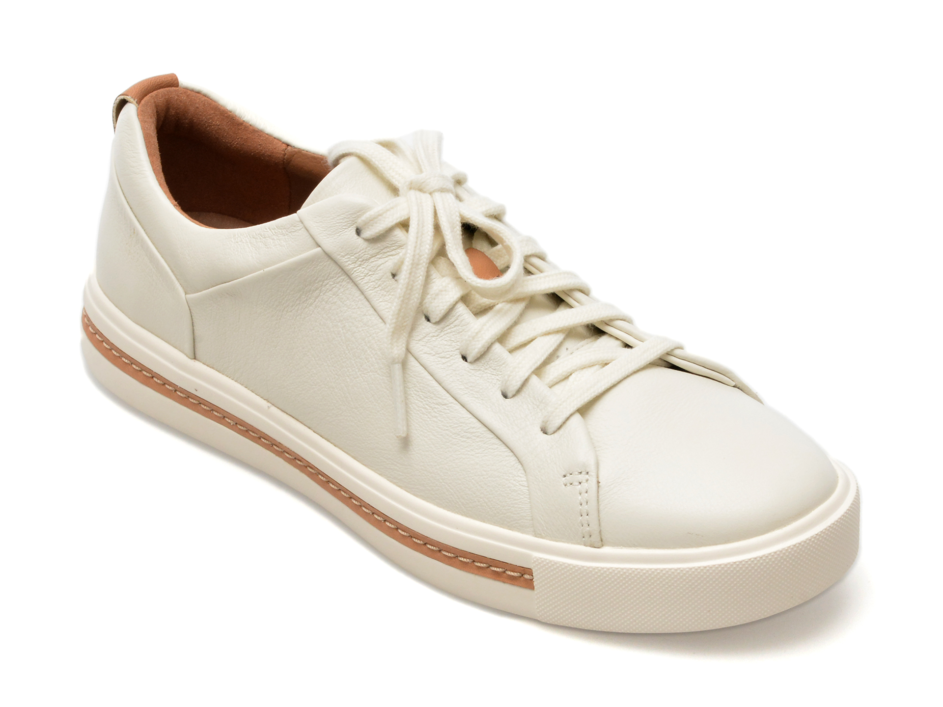 Pantofi CLARKS albi, UNMALA, din piele naturala