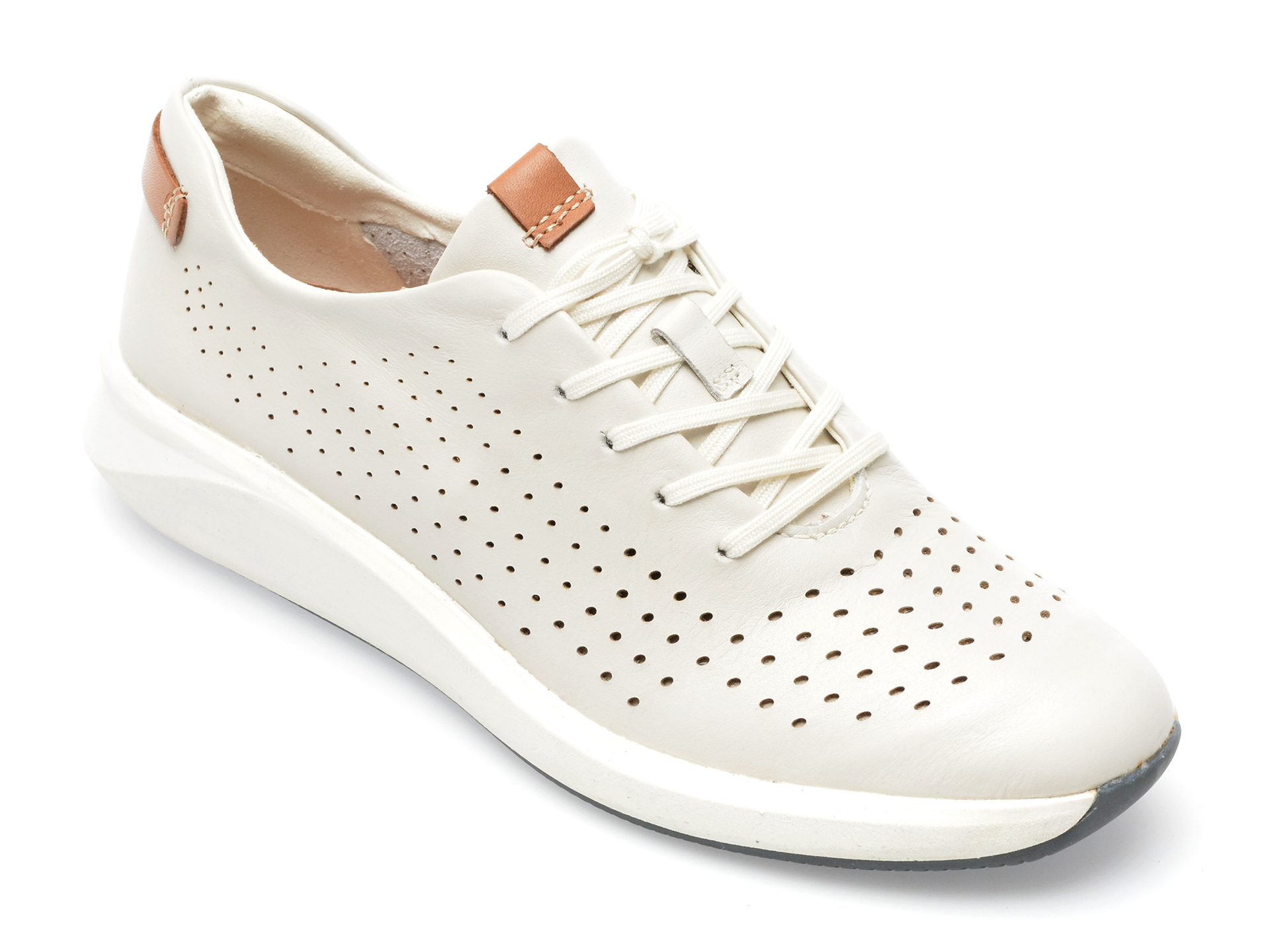 Pantofi CLARKS albi, UNRIOTI, din piele naturala /femei/pantofi imagine noua