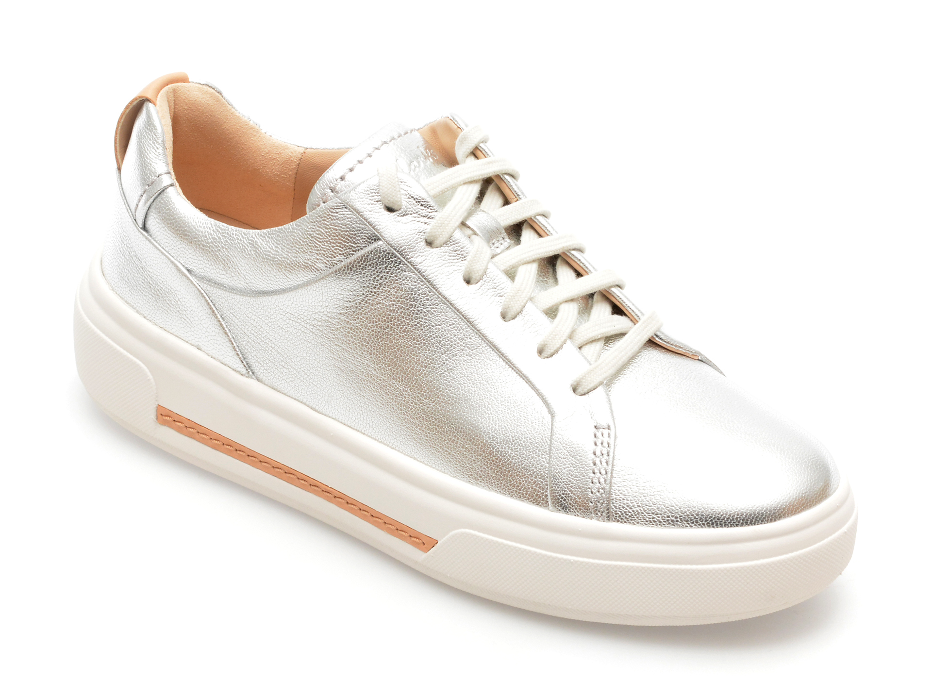 Pantofi CLARKS argintii, HOLLWAL, din piele naturala