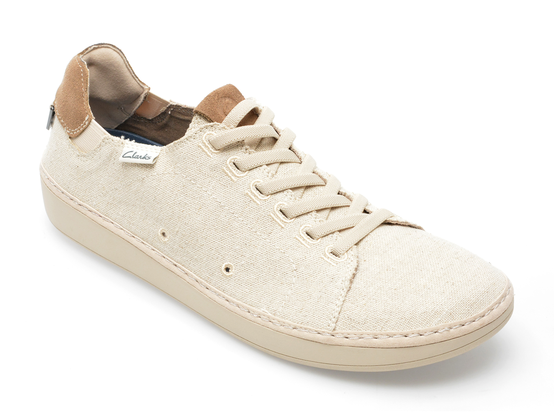 Pantofi CLARKS bej, HIGLEY LACE 0912, din material textil /barbati/pantofi imagine super redus 2022