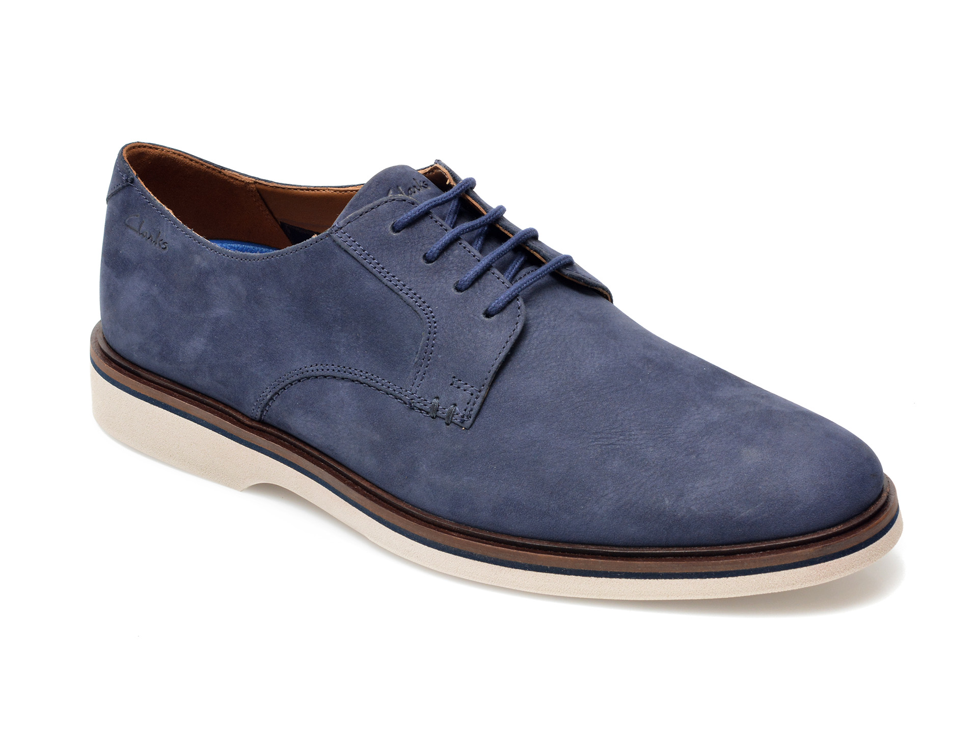 Pantofi CLARKS bleumarin, MALWOOD PLAIN, din nabuc /barbati/pantofi