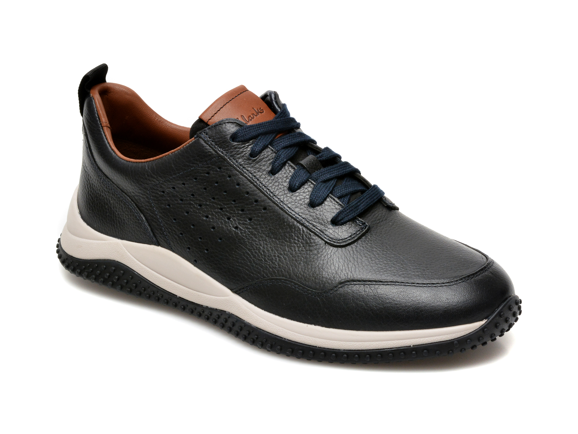 Pantofi CLARKS bleumarin, Puxton Lace, din piele naturala imagine Black Friday 2021