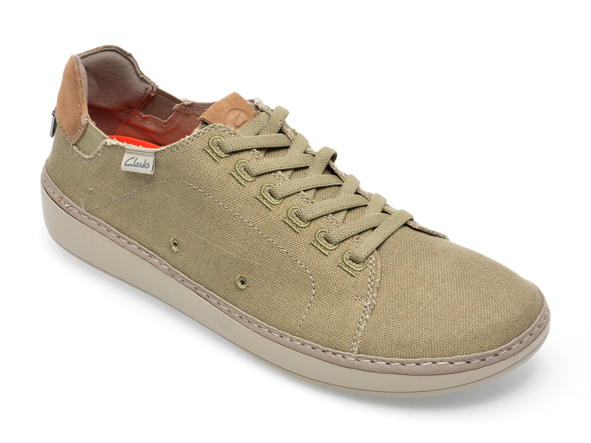 Pantofi CLARKS kaki, HIGLLAC, din material textil /barbati/pantofi imagine noua 2022